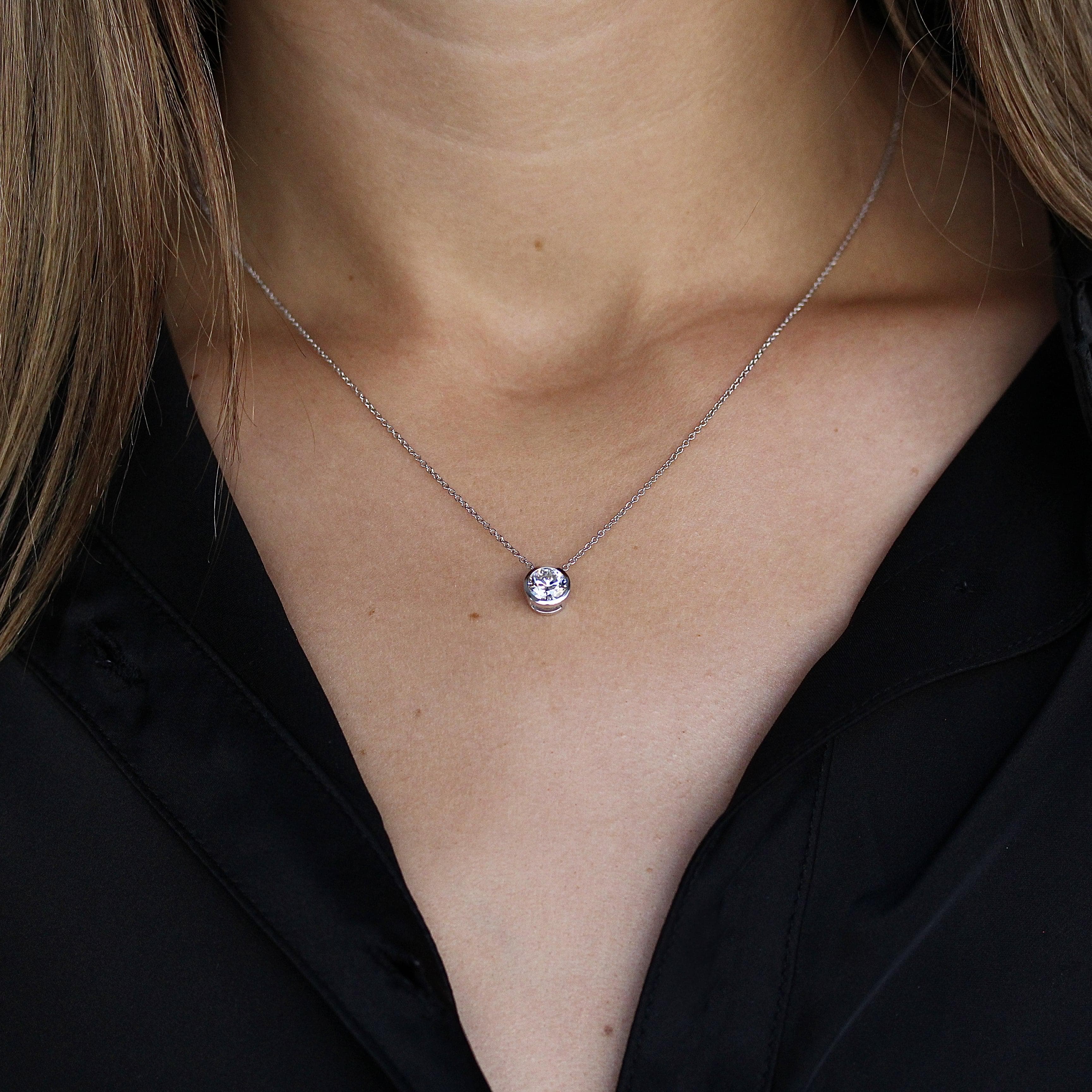 The 1ct Diamond Bezel Necklace in White Gold - Image 2