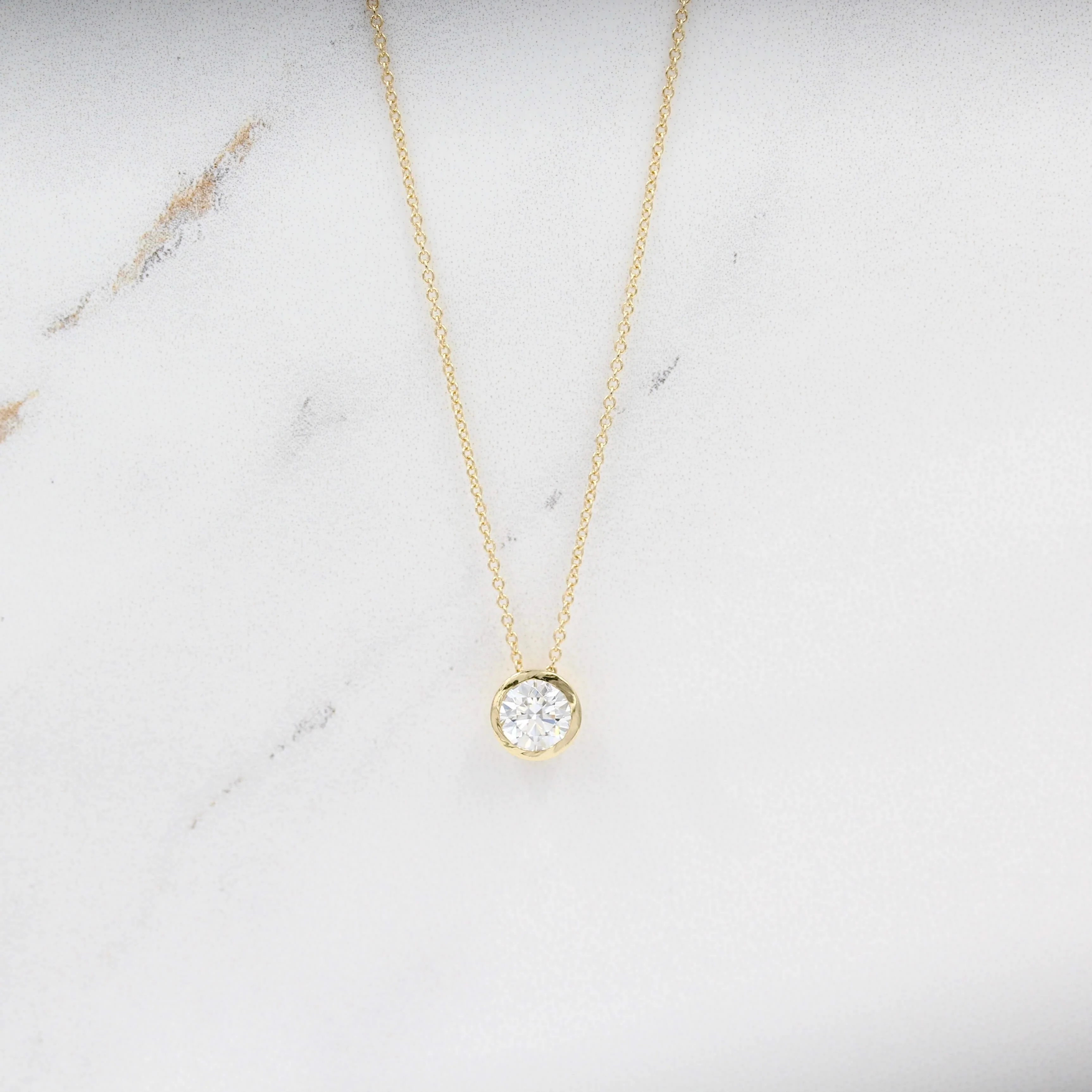 The 1ct Diamond Bezel Necklace in Yellow Gold