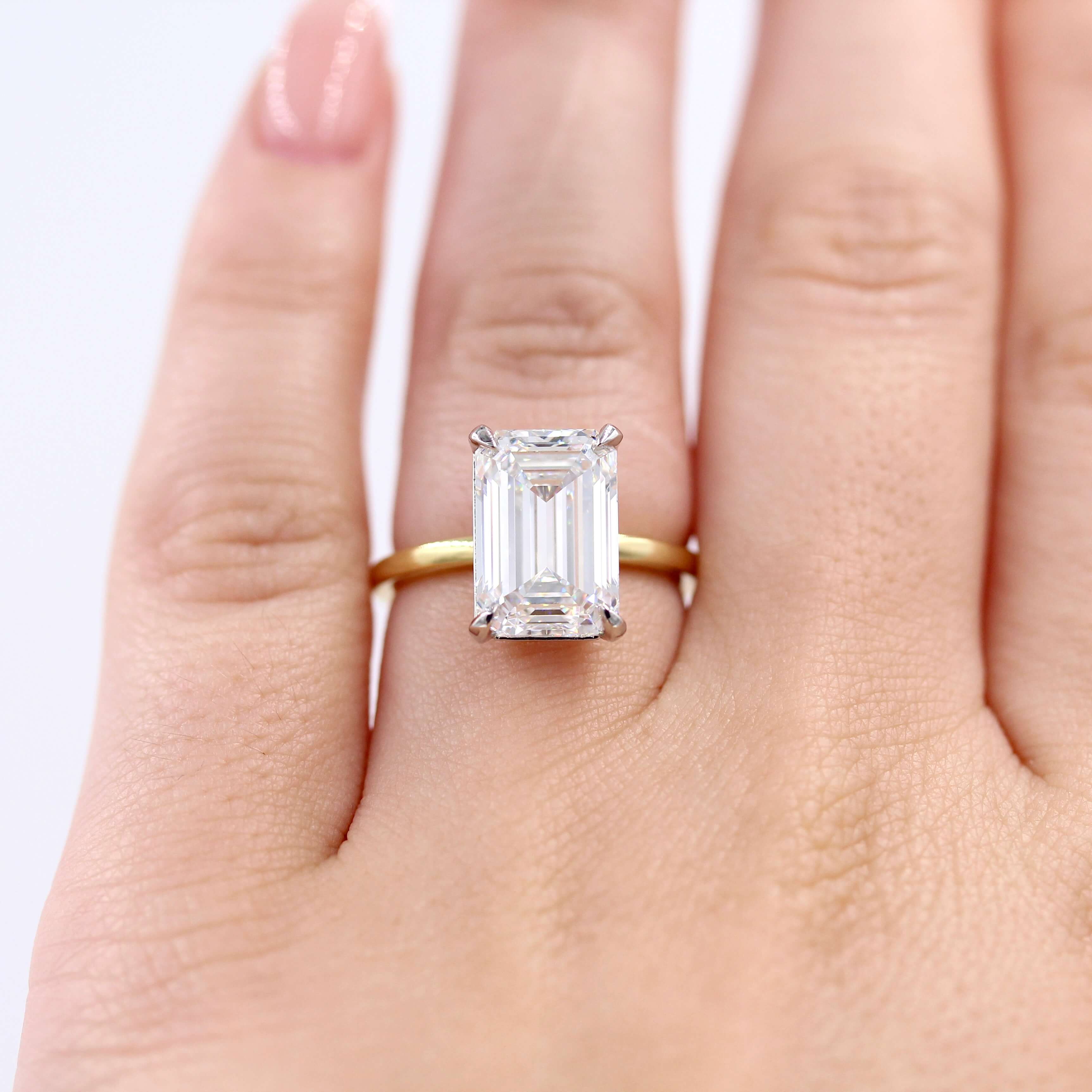 The Celeste Ring (Emerald) in 18k Yellow Gold and Platinum with 5.35ct Lab-Grown Diamond - Image 10