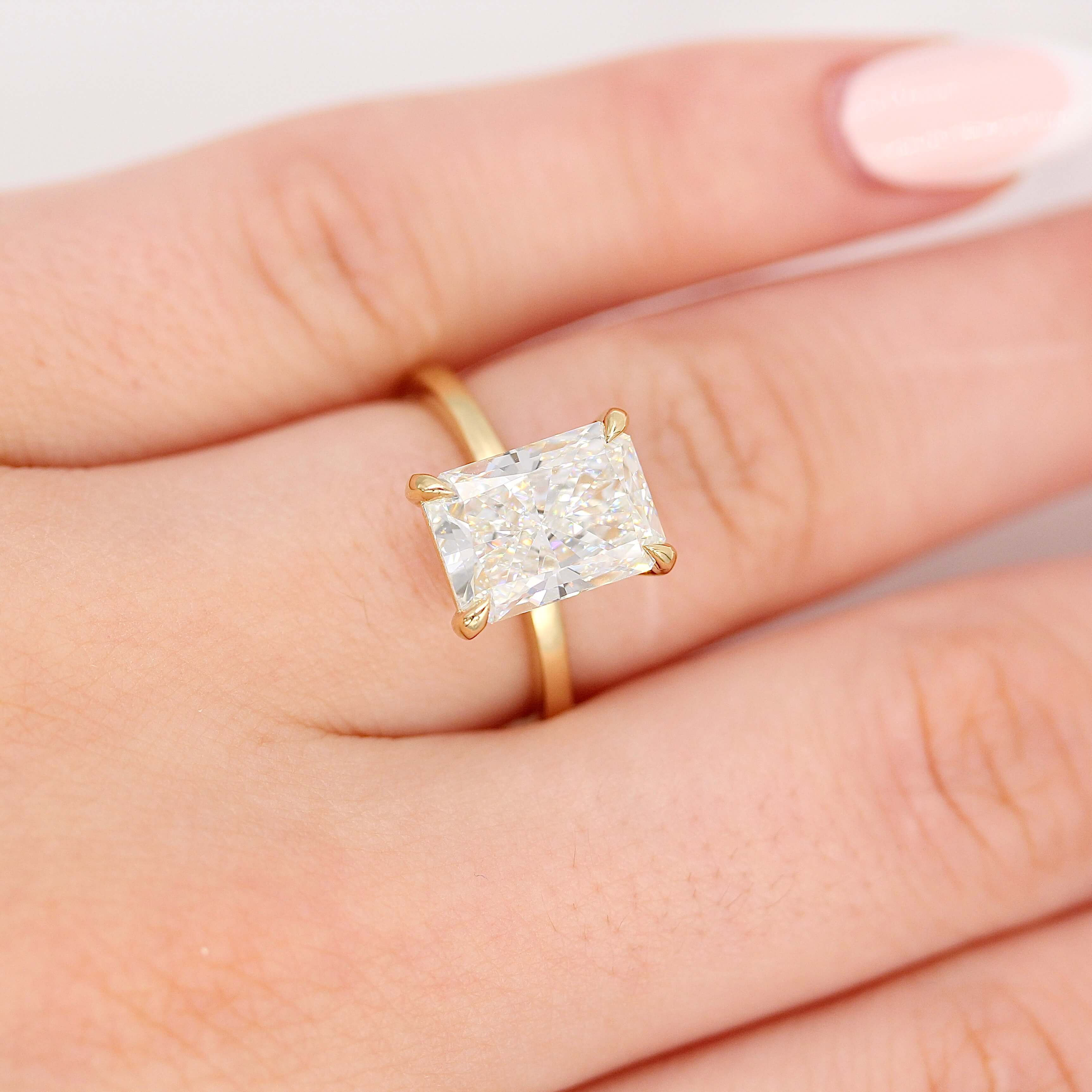 The Celeste Ring (Radiant) in Yellow Gold with 3.78ct Lab-Grown Diamond - Image 4