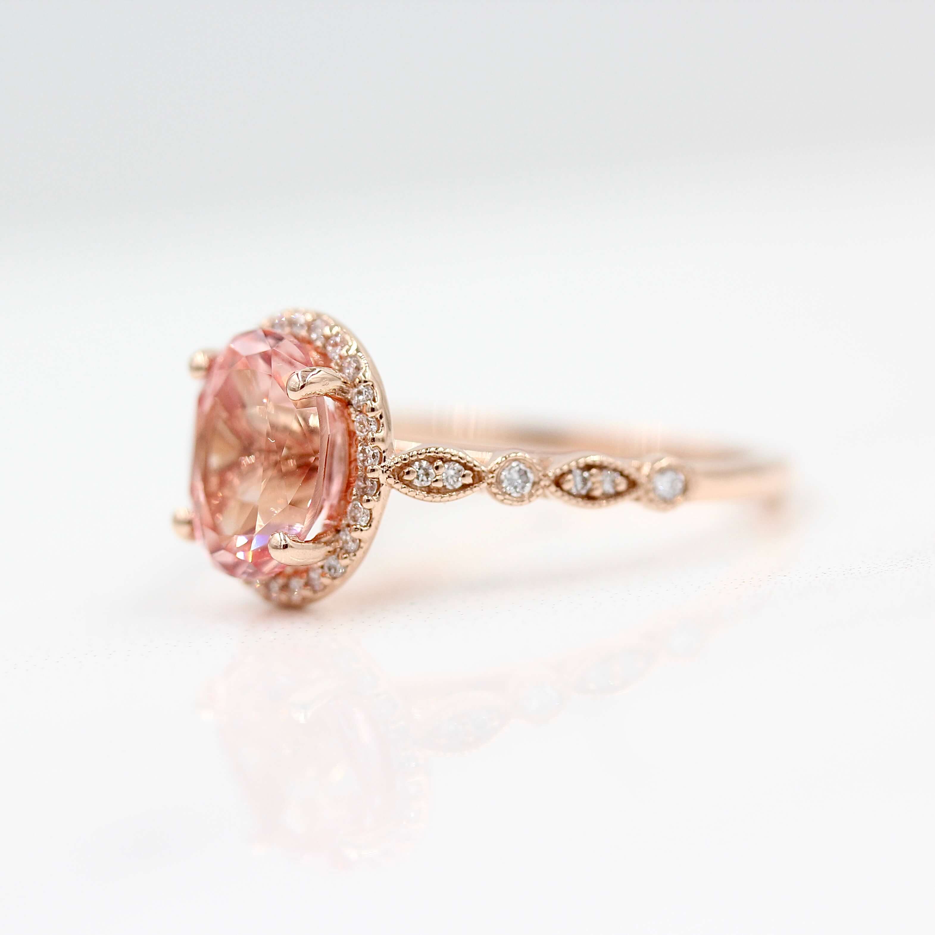 The Charlotte Ring with Peachy-Pink Created Sapphire - Image 3