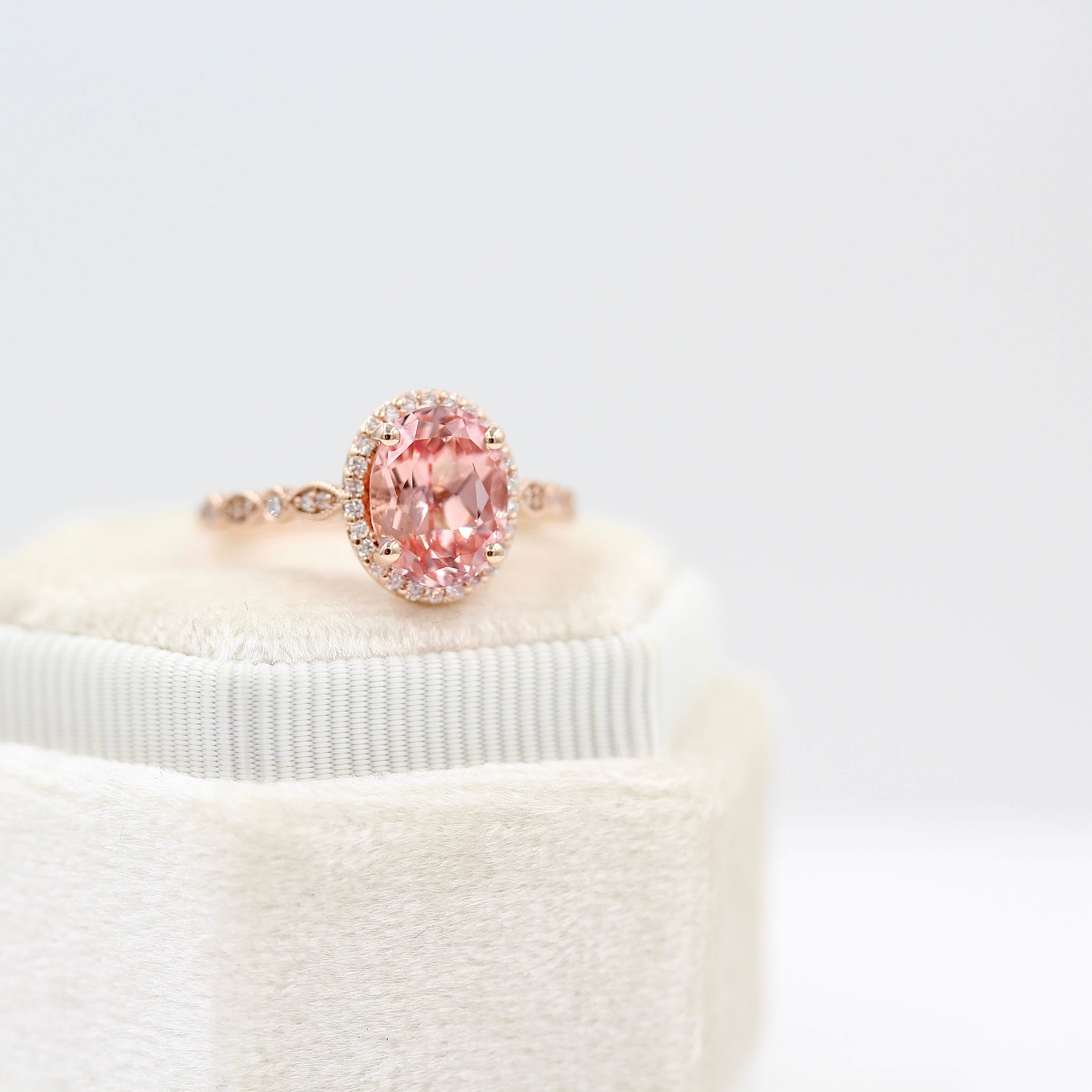 The Charlotte Ring with Peachy-Pink Created Sapphire - Image 5