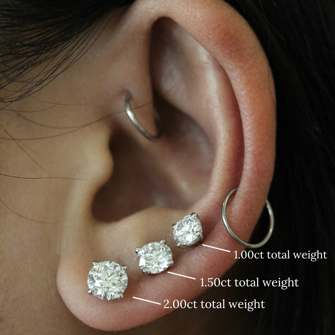 The Classic Stud Earrings in White Gold with Lab-Grown Diamond - Image 5