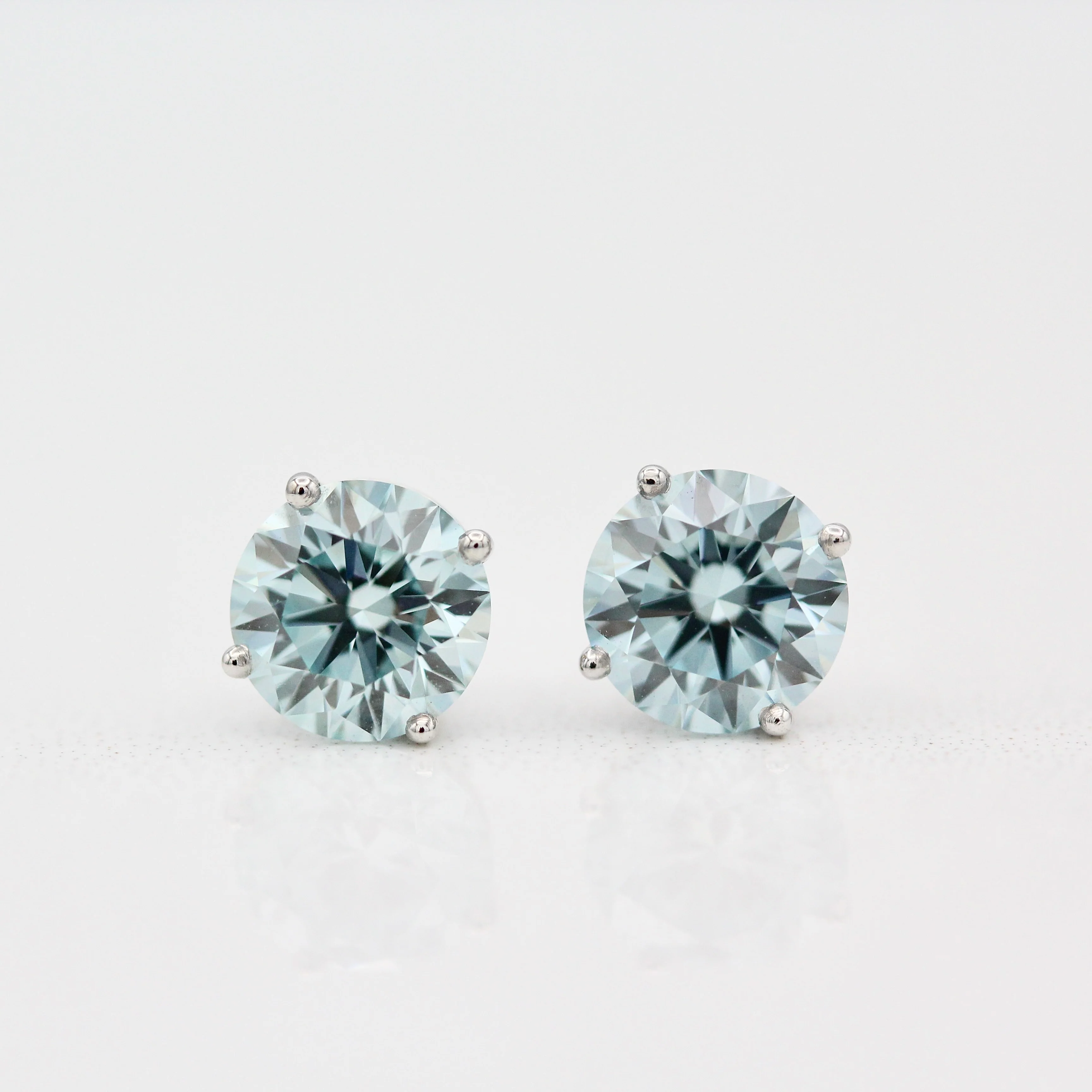 The Classic Stud Earrings in White Gold with 2.03ct Blue Lab-Grown Diamond