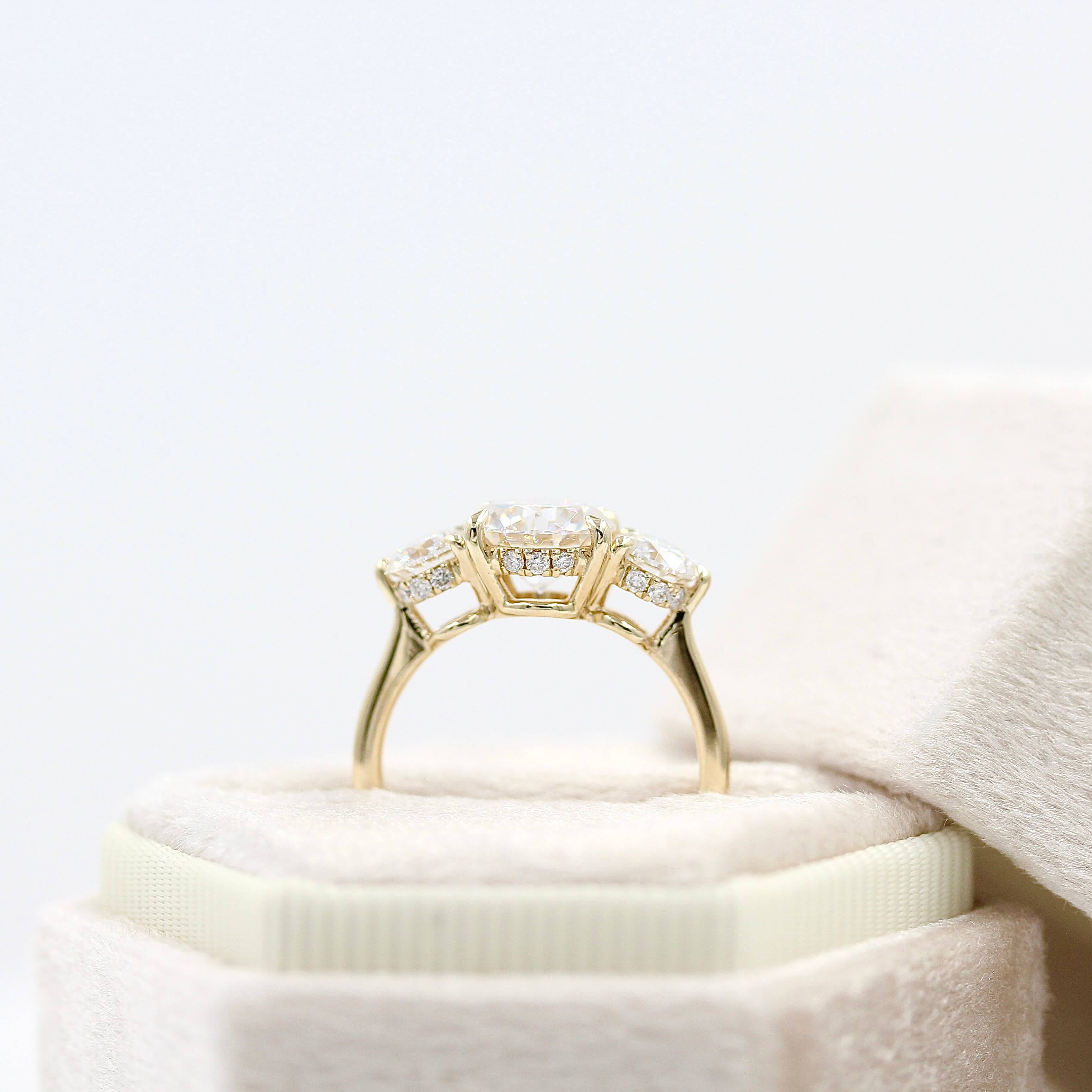 The Corrinne Hidden Halo Ring in Yellow Gold with 2ct Moissanite - Image 4