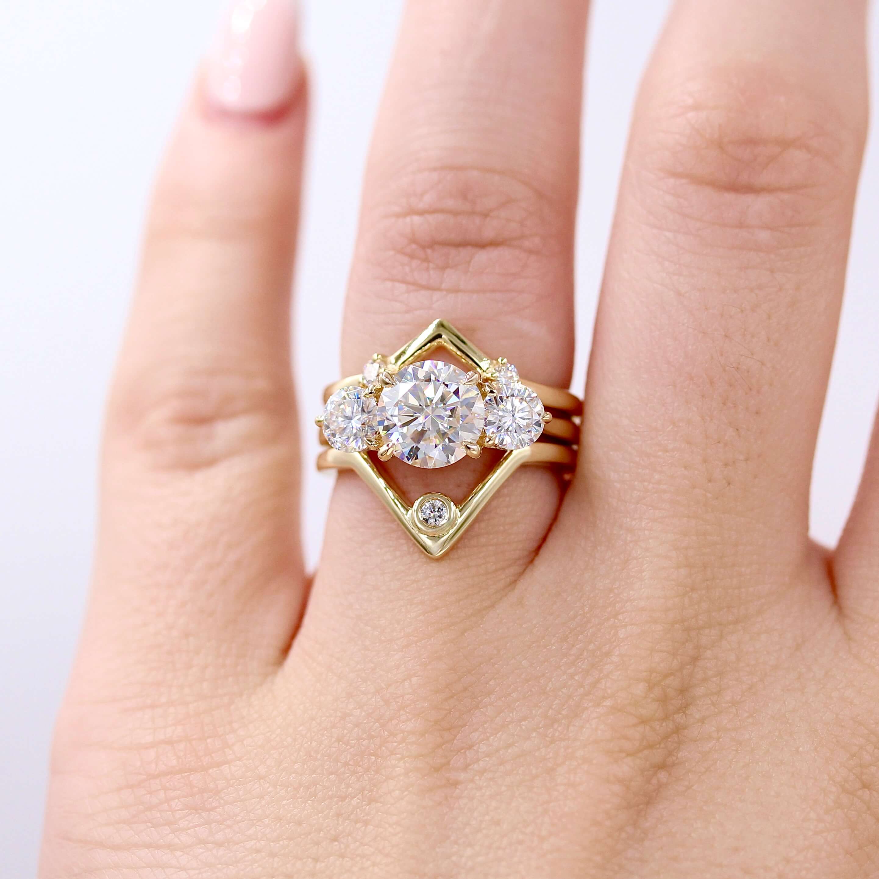 The Corrinne Hidden Halo Ring in Yellow Gold with 2ct Moissanite - Image 5