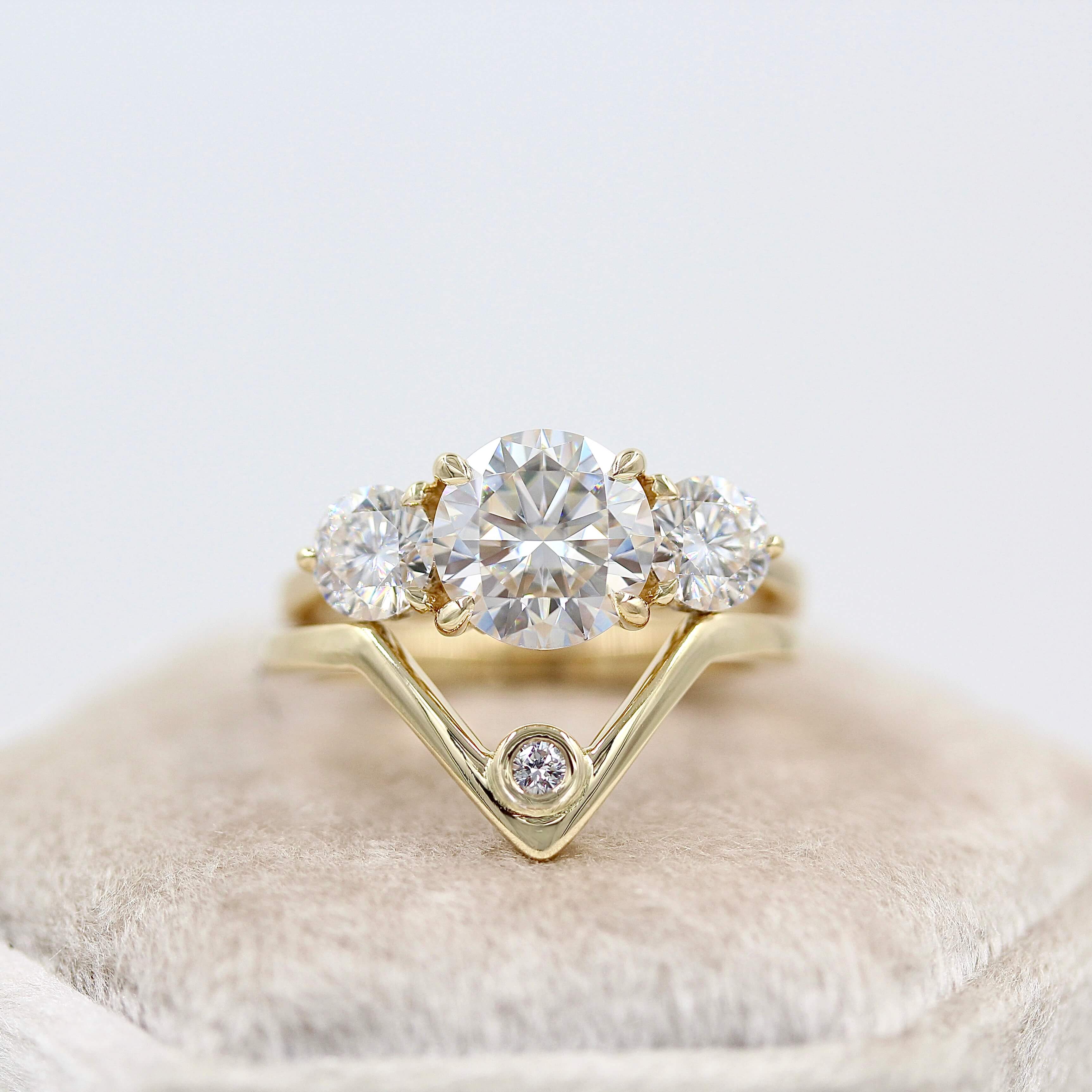 The Corrinne Hidden Halo Ring in Yellow Gold with 2ct Moissanite - Image 6