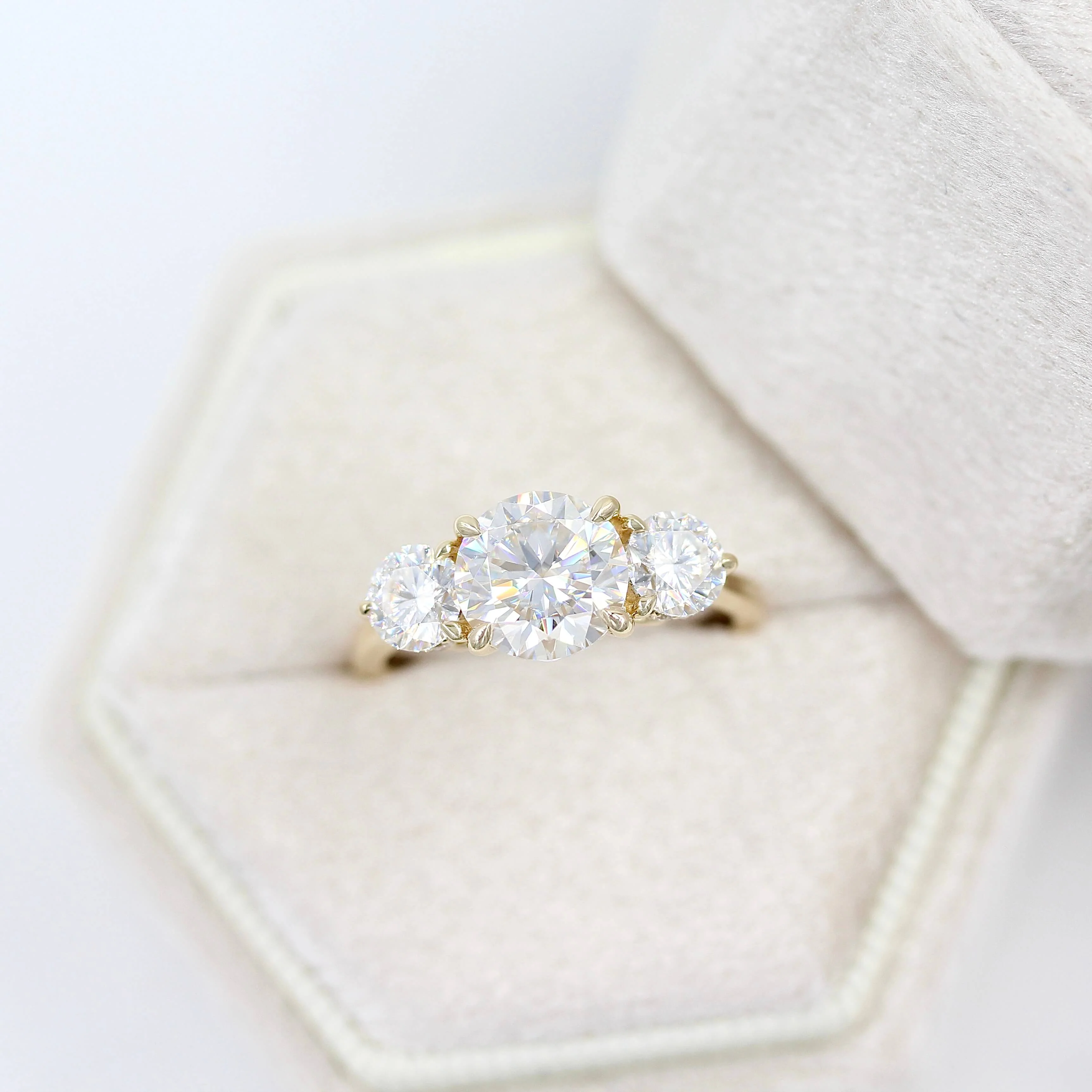 The Corrinne Hidden Halo Ring in Yellow Gold with 2ct Moissanite - Image 7