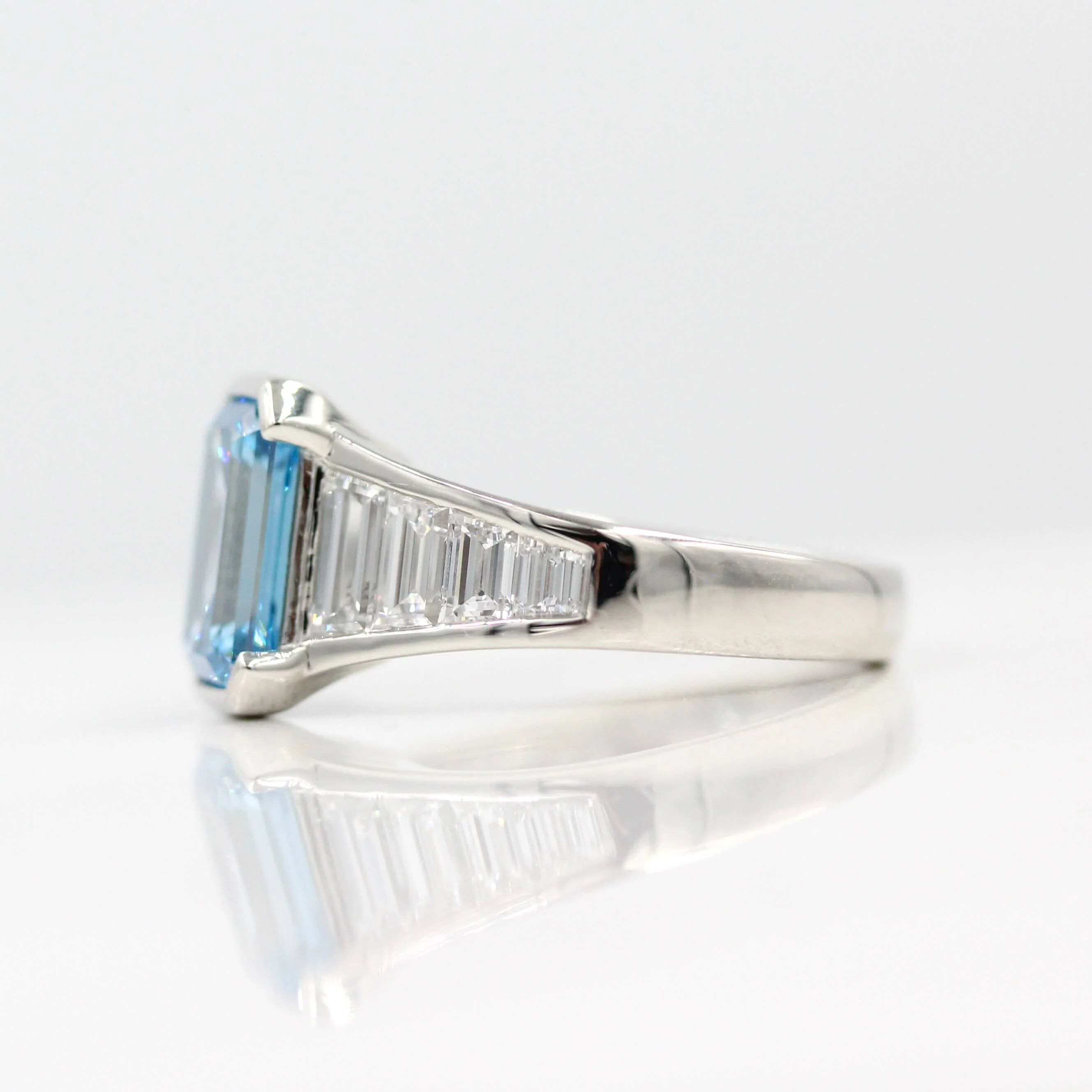 The Daphne Ring in Platinum with 3.11ct Blue Lab-Grown Diamond - Image 3