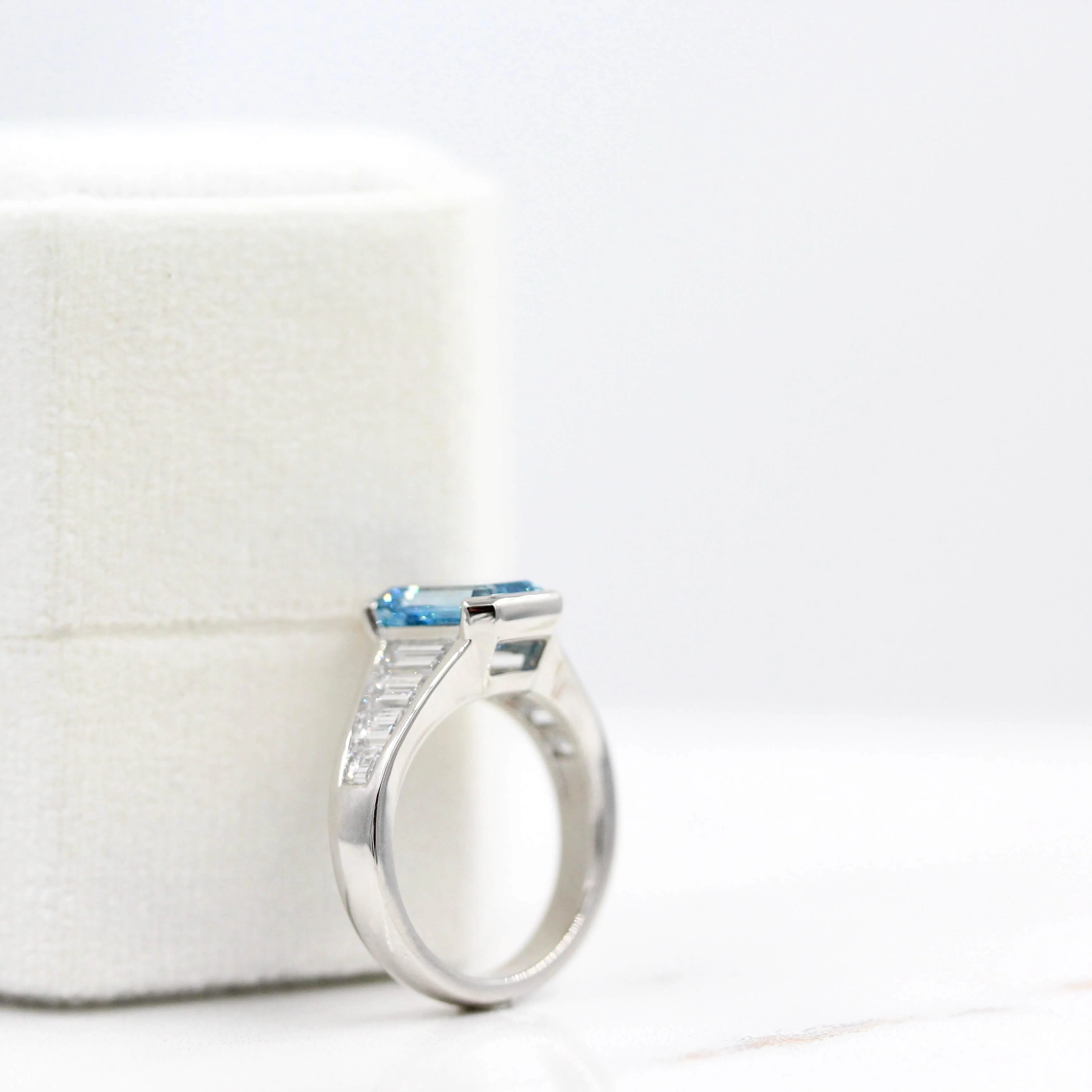 The Daphne Ring in Platinum with 3.11ct Blue Lab-Grown Diamond - Image 5