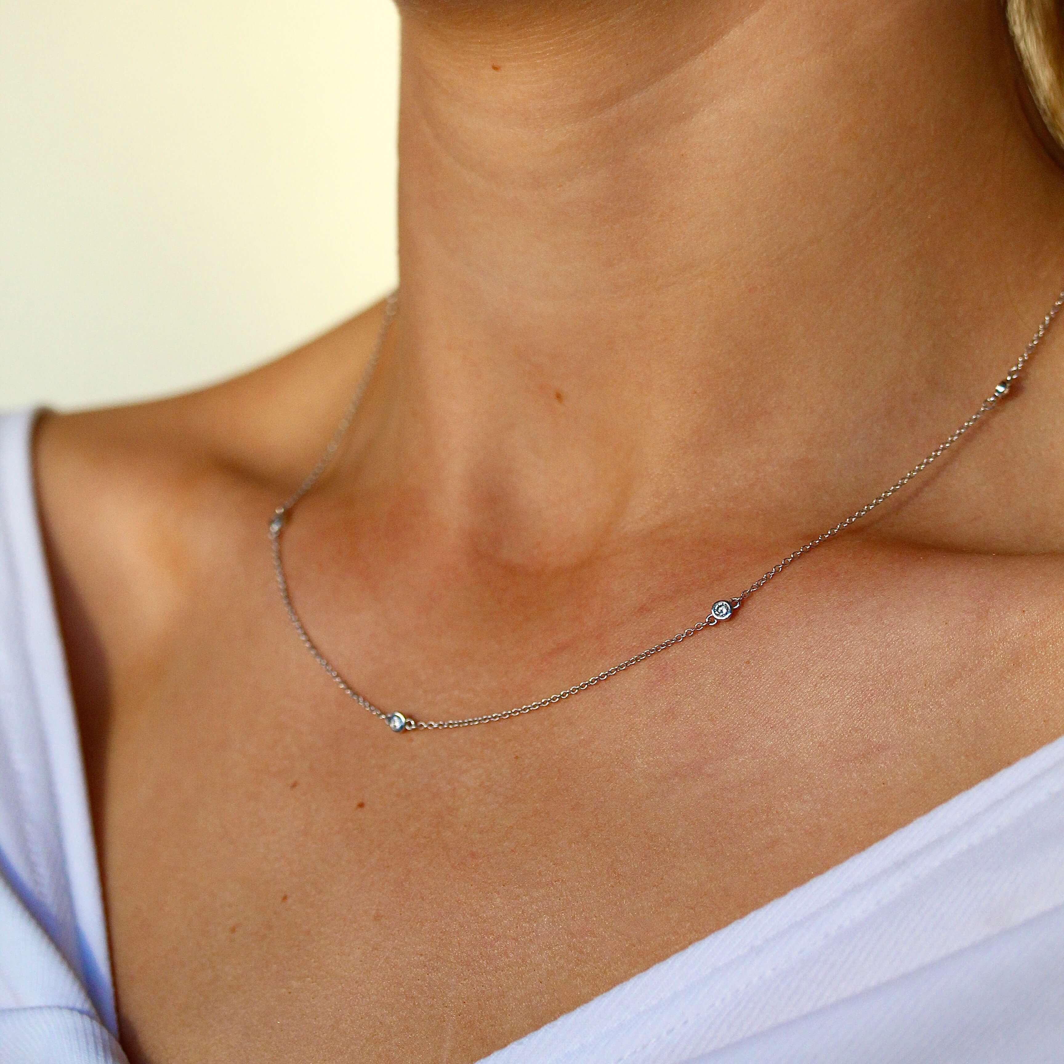 The Diamond Station Necklace in White Gold - Image 4