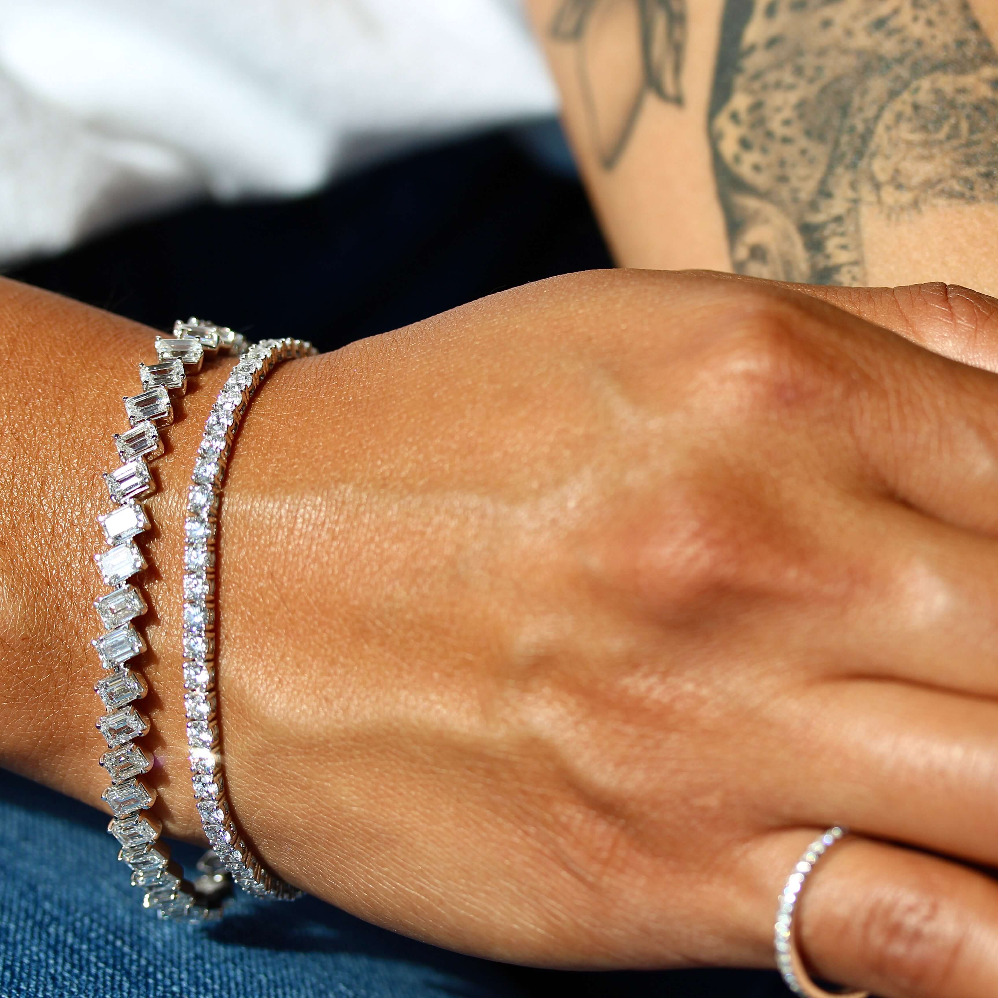 The Emerald Lab-Grown Diamond Tennis Bracelet 13.09ct in White Gold - Image 8