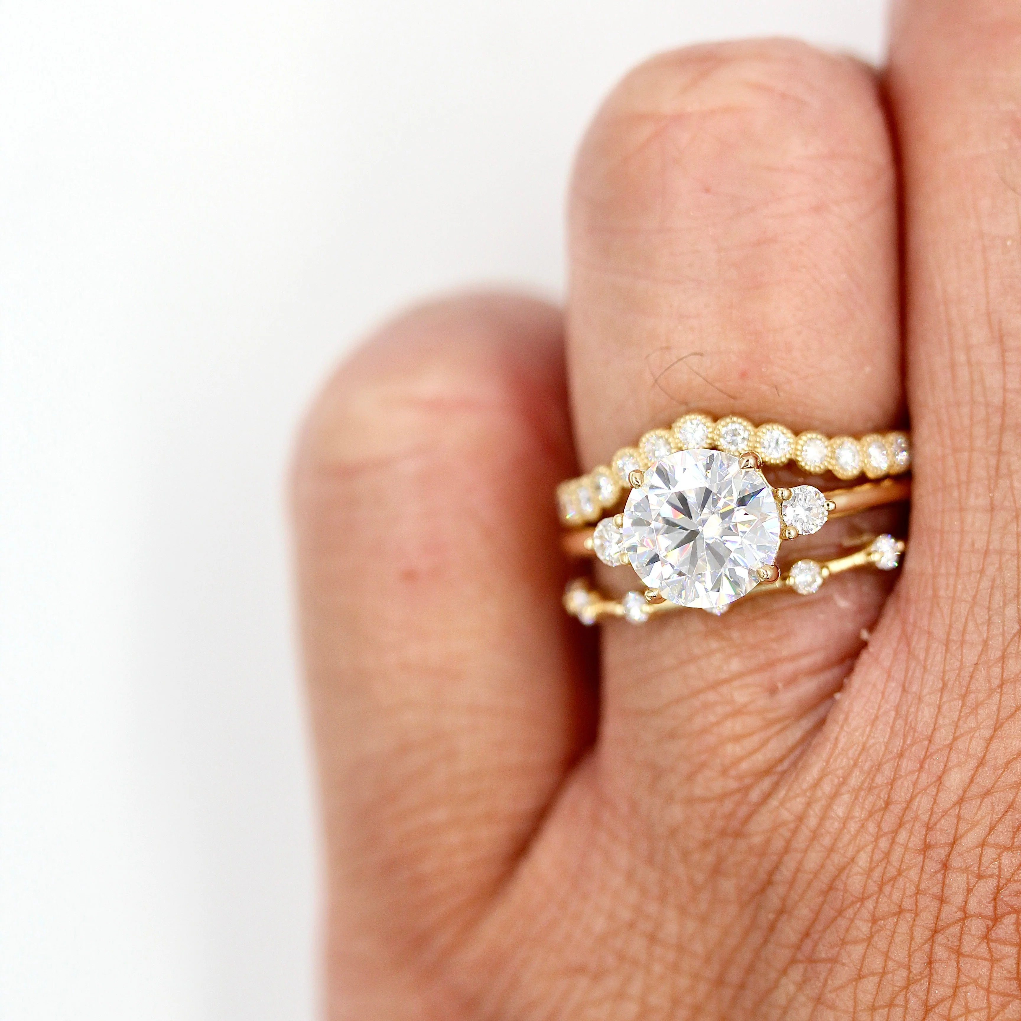 The Esme Ring (Round) in Yellow Gold with 2ct Moissanite - Image 6