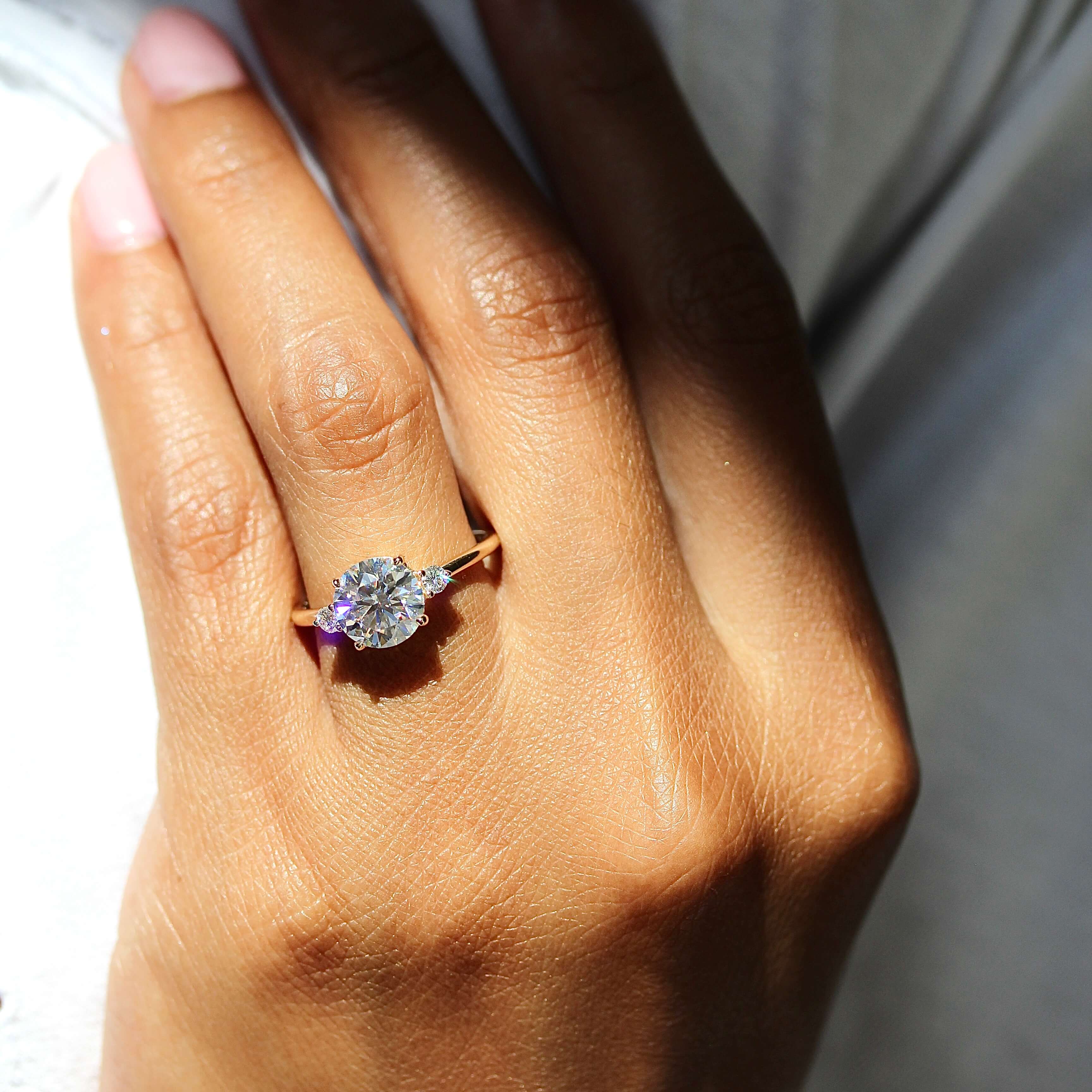 The Esme Ring (Round) in Yellow Gold with 2ct Moissanite - Image 8