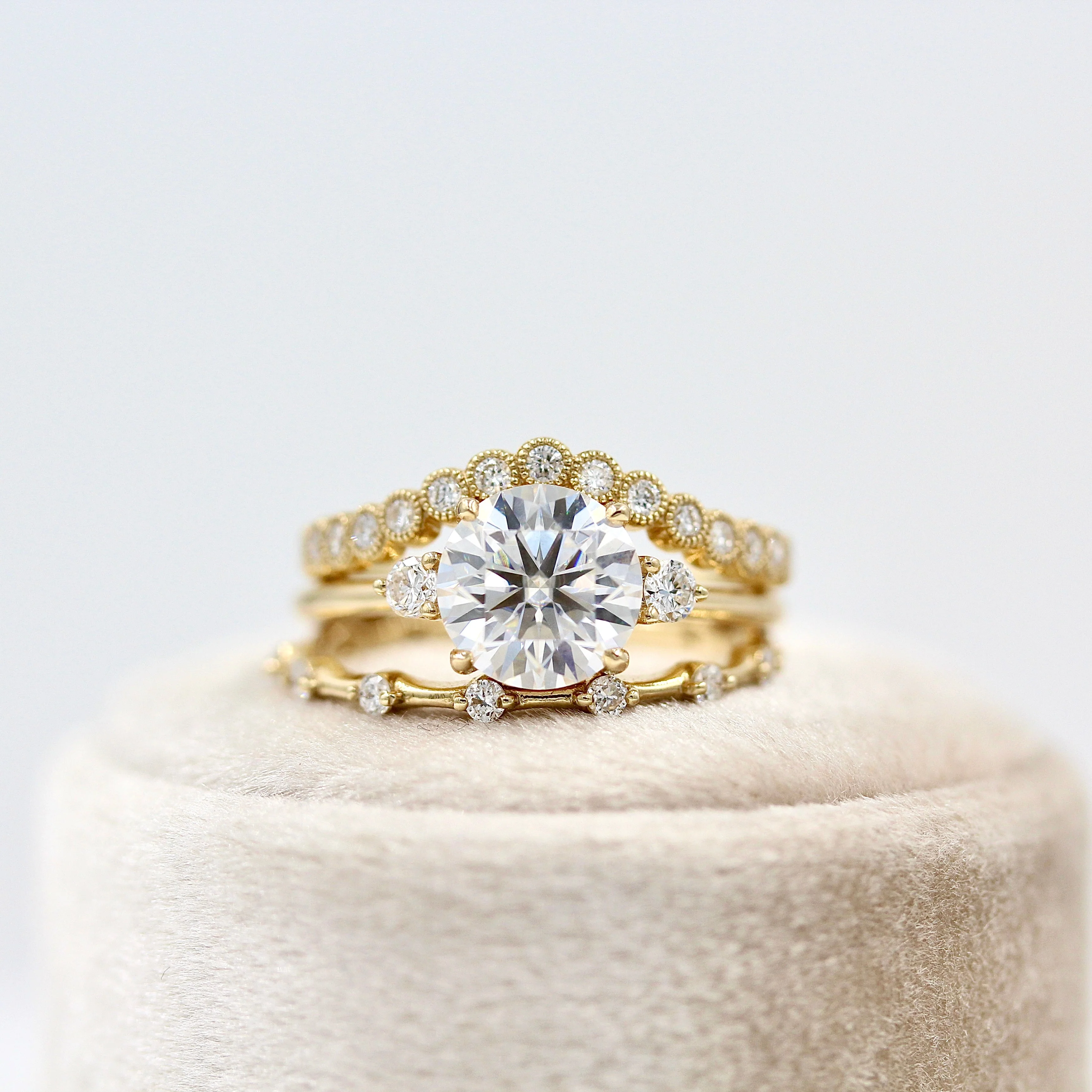 The Esme Ring (Round) in Yellow Gold with 2ct Moissanite - Image 9