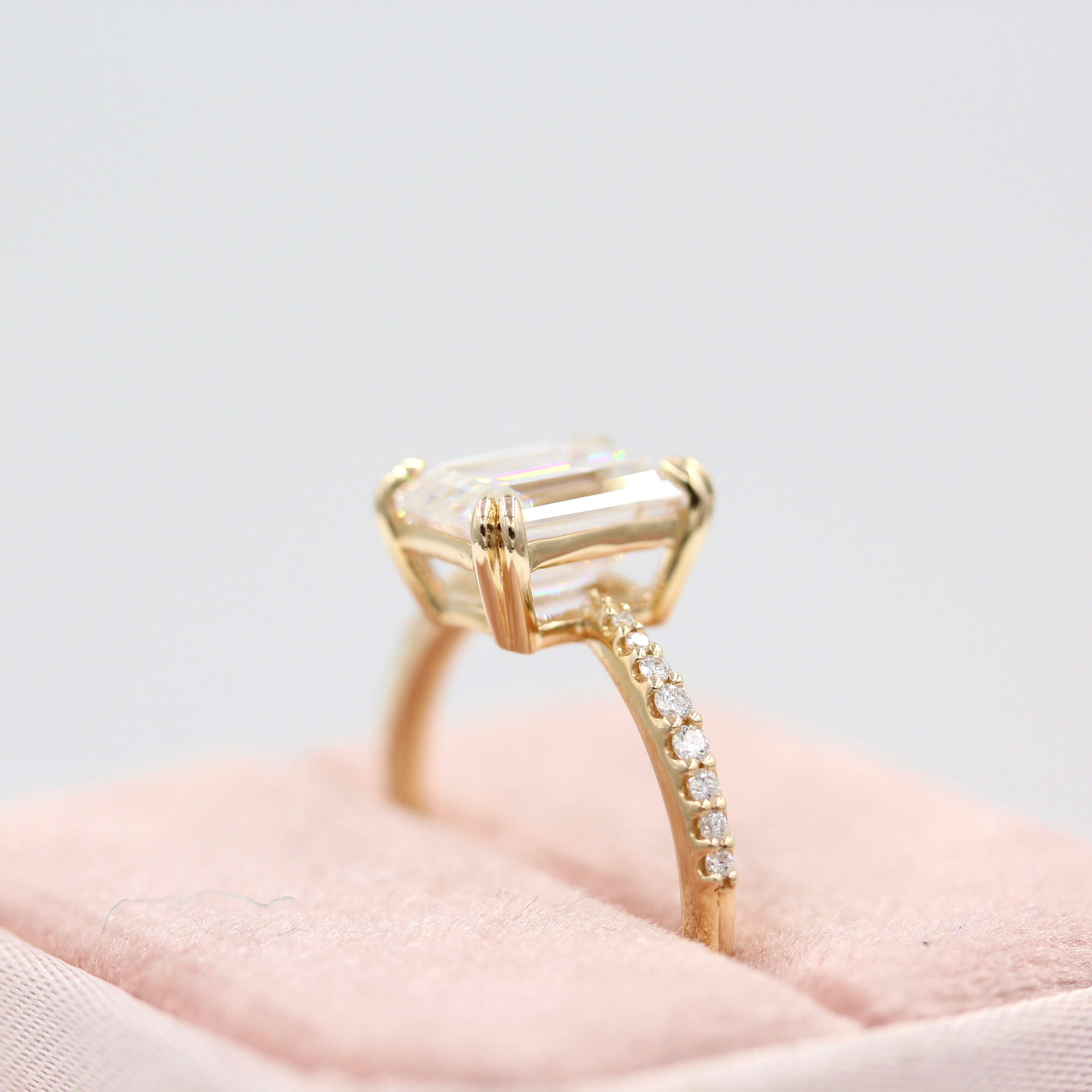 The Grace Ring (Emerald) in Yellow Gold with 2.5ct Moissanite - Image 4