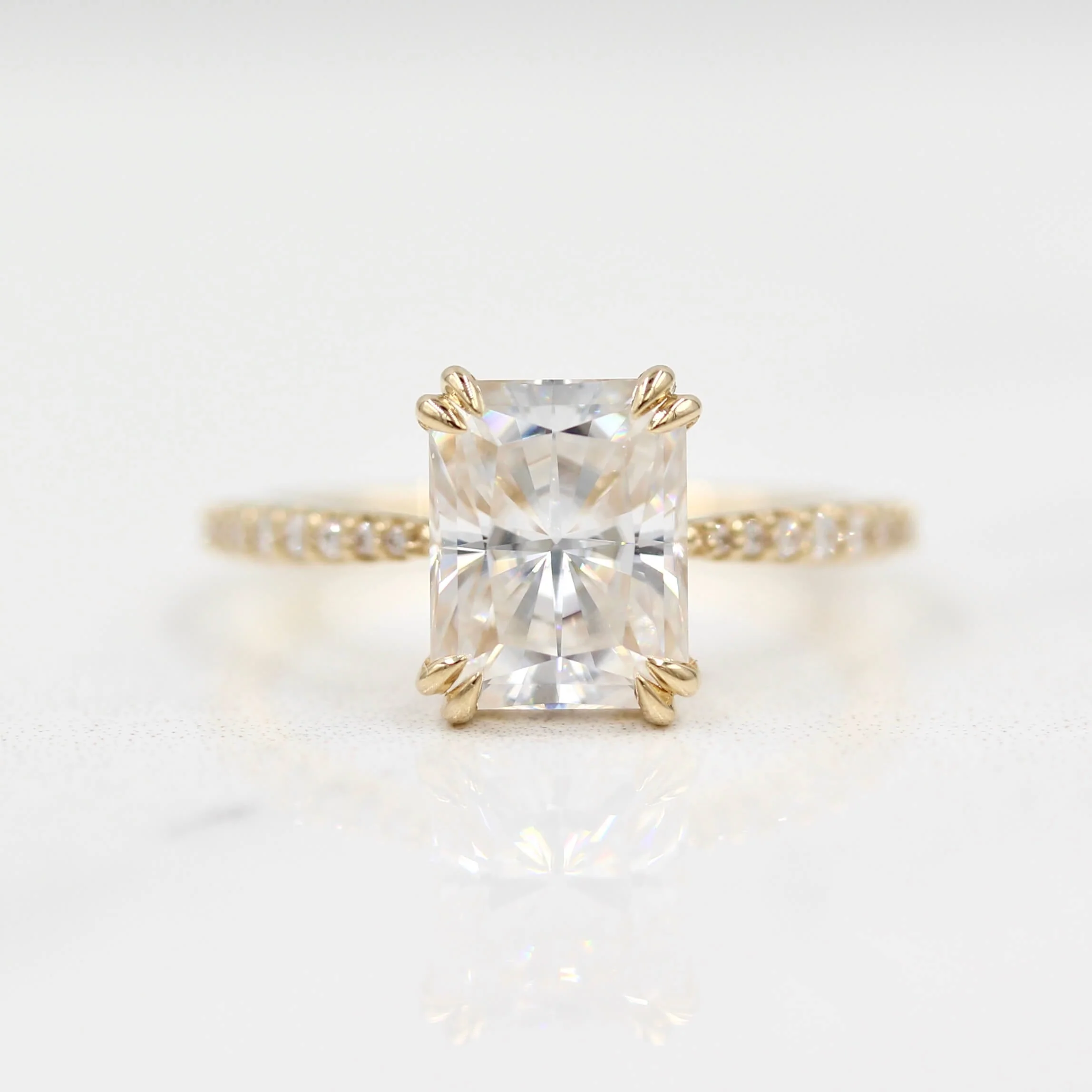 The Grace Ring (Radiant) in Yellow Gold with 2.25ct Moissanite