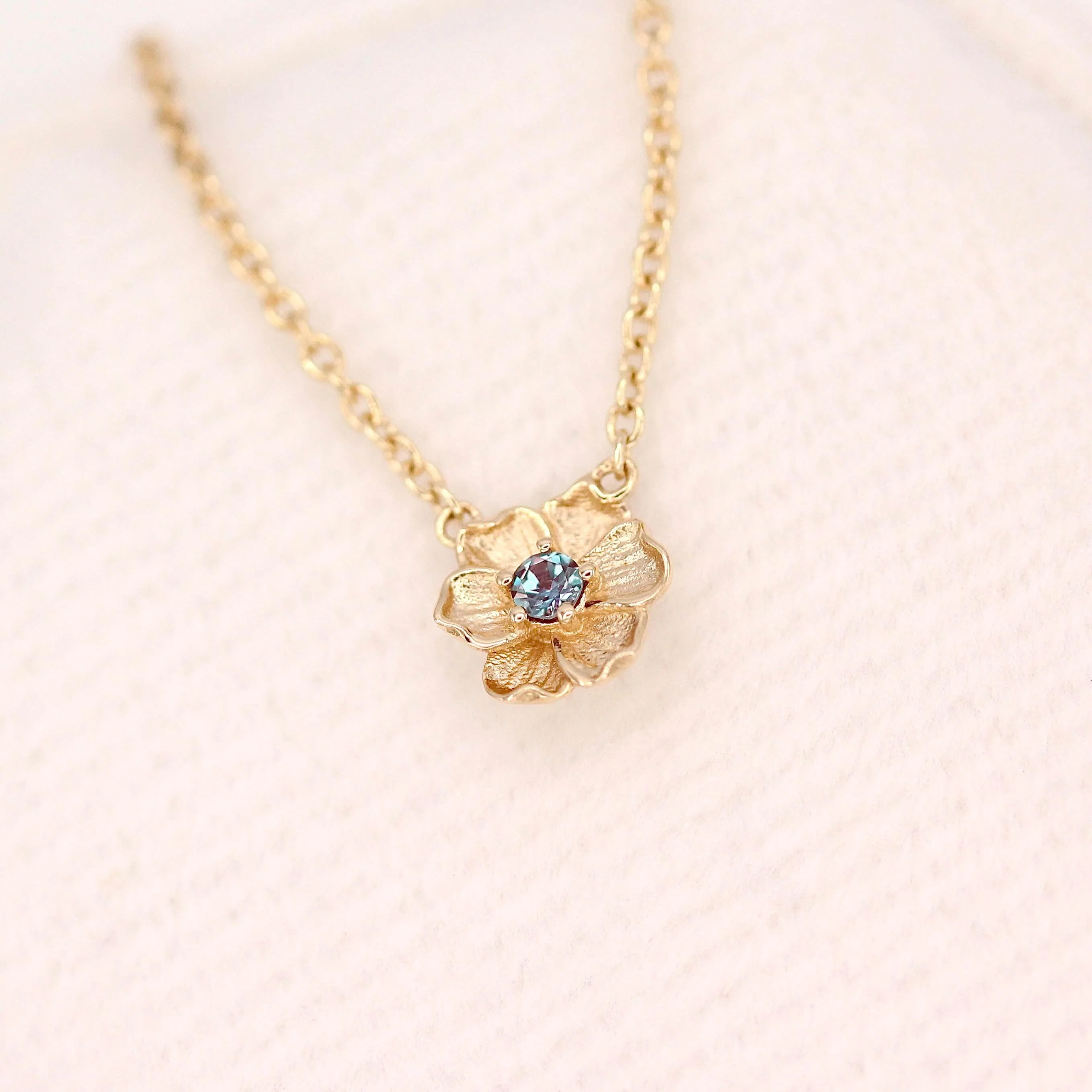 The June Poppy Birthstone Necklace with Alexandrite in Yellow Gold - Image 3