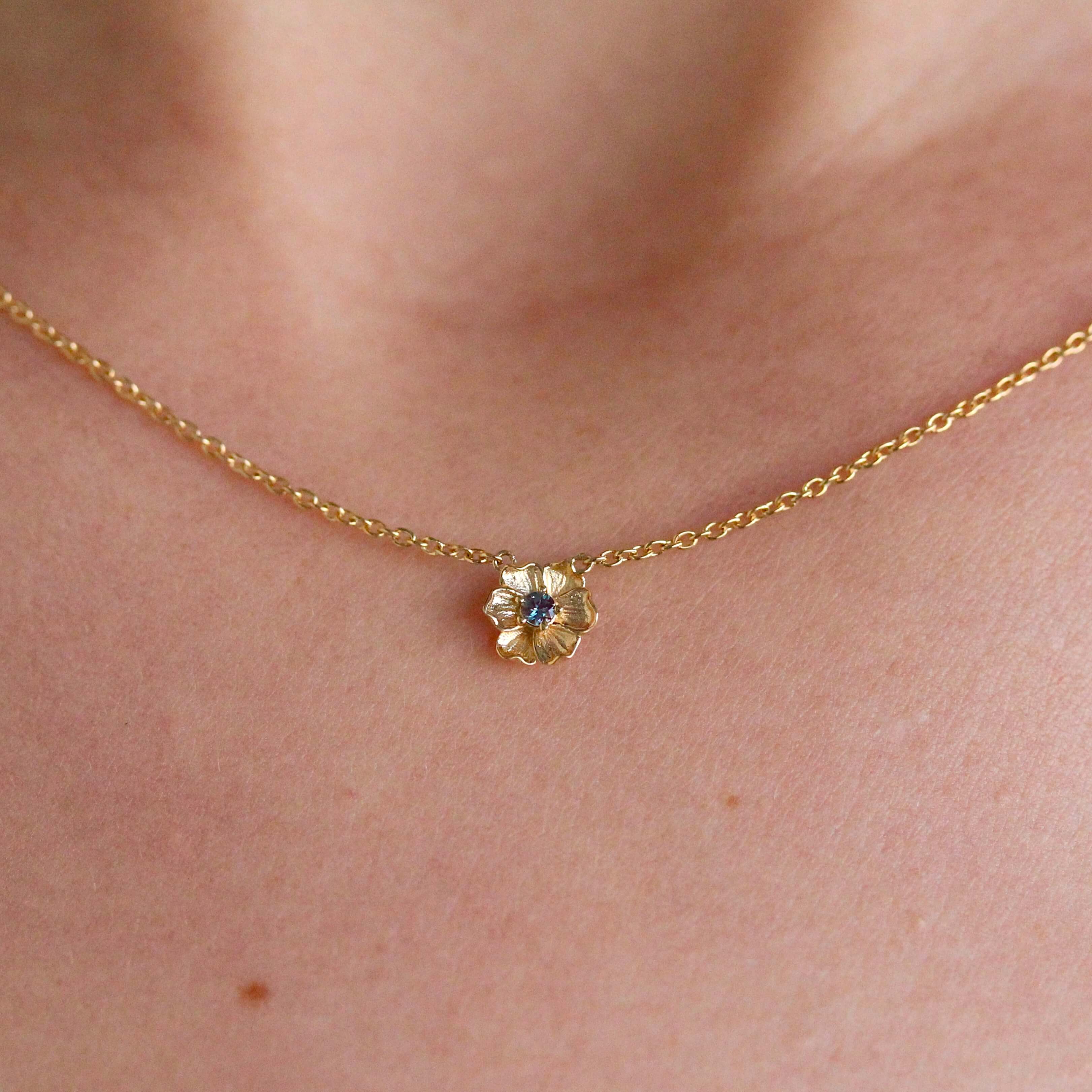 The June Poppy Birthstone Necklace with Alexandrite in Yellow Gold - Image 4