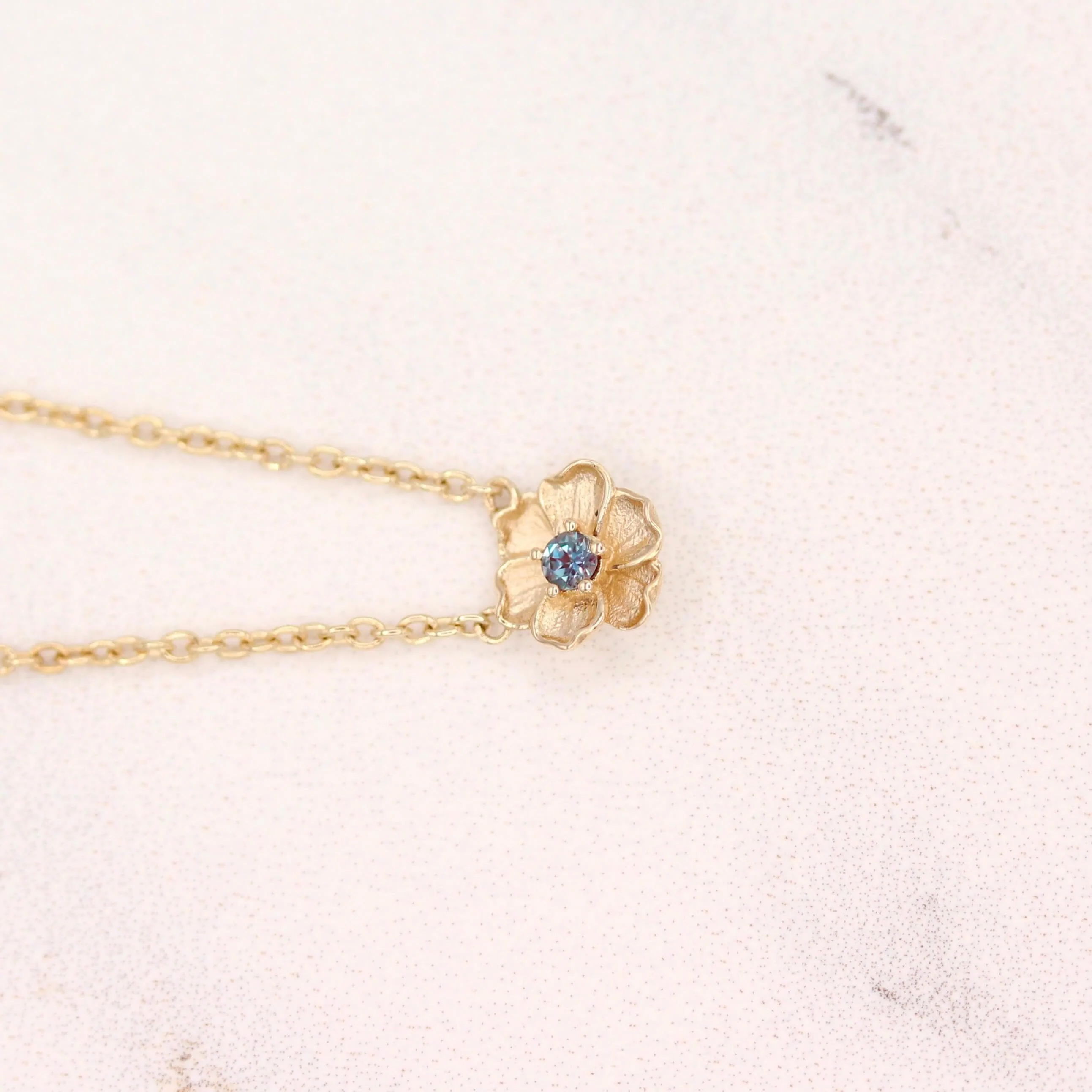 The June Poppy Birthstone Necklace with Alexandrite in Yellow Gold - Image 5