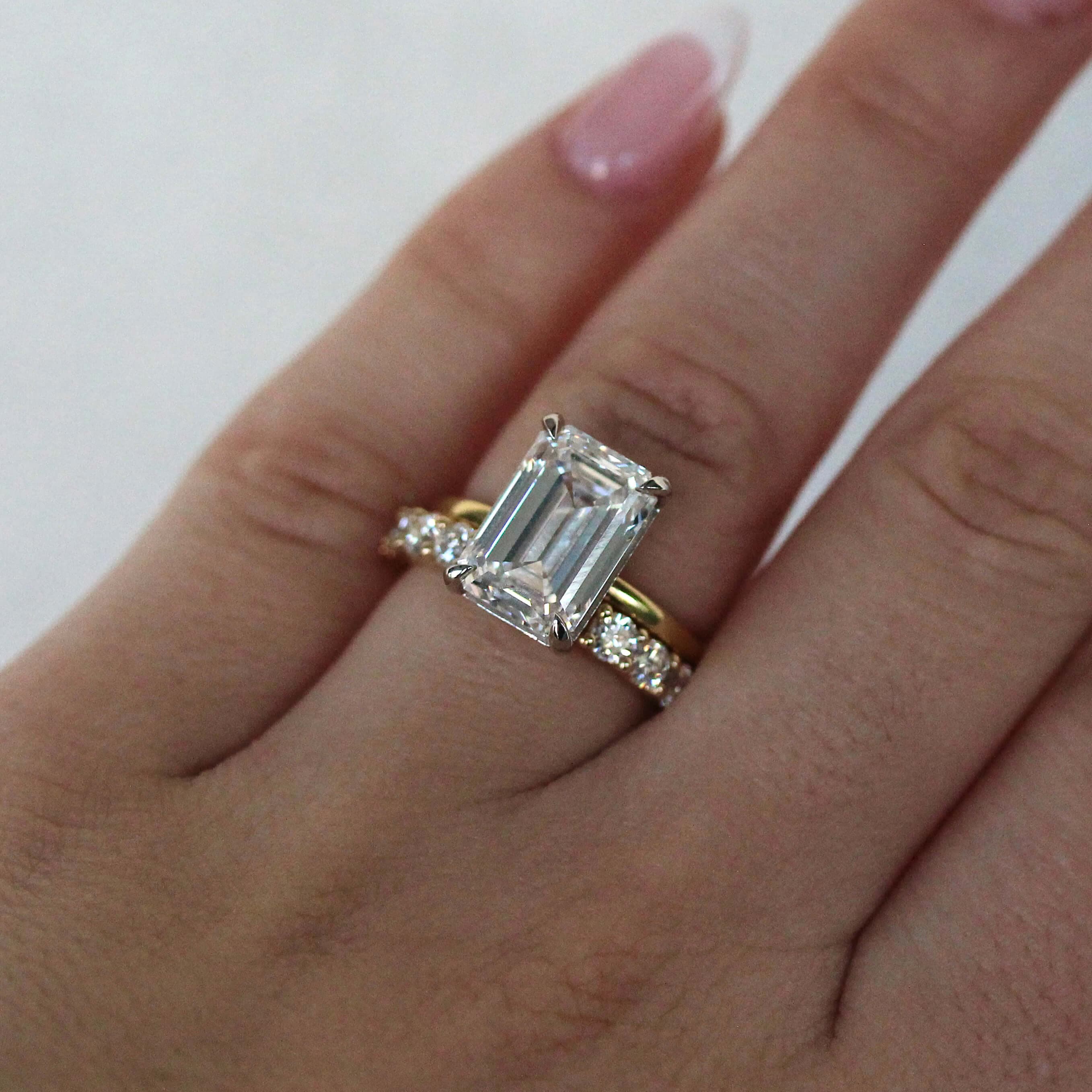 The Celeste Ring (Emerald) in 18k Yellow Gold and Platinum with 5.35ct Lab-Grown Diamond - Image 9
