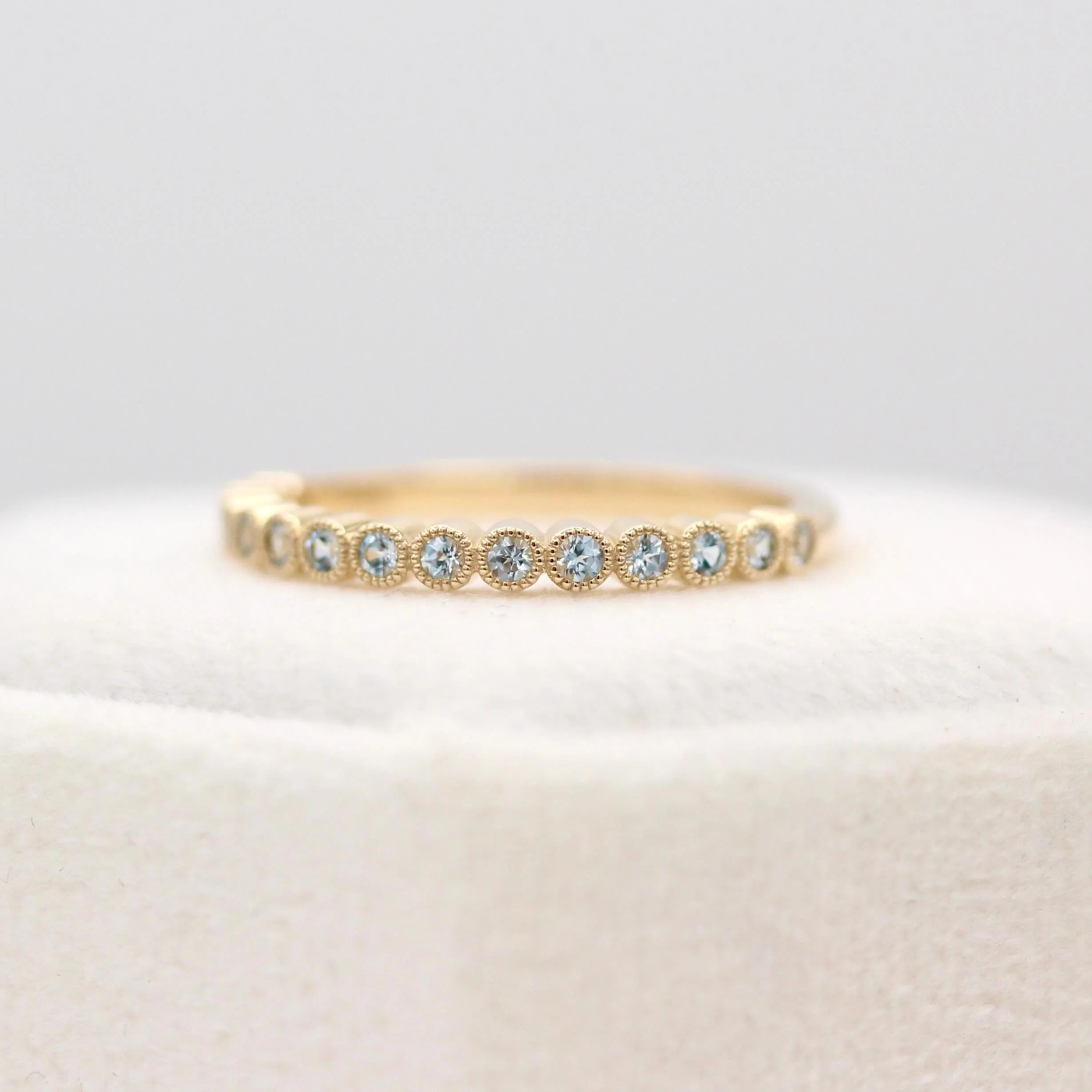 The March Florence Birthstone Ring with Aqua Spinel in Yellow Gold - Image 4