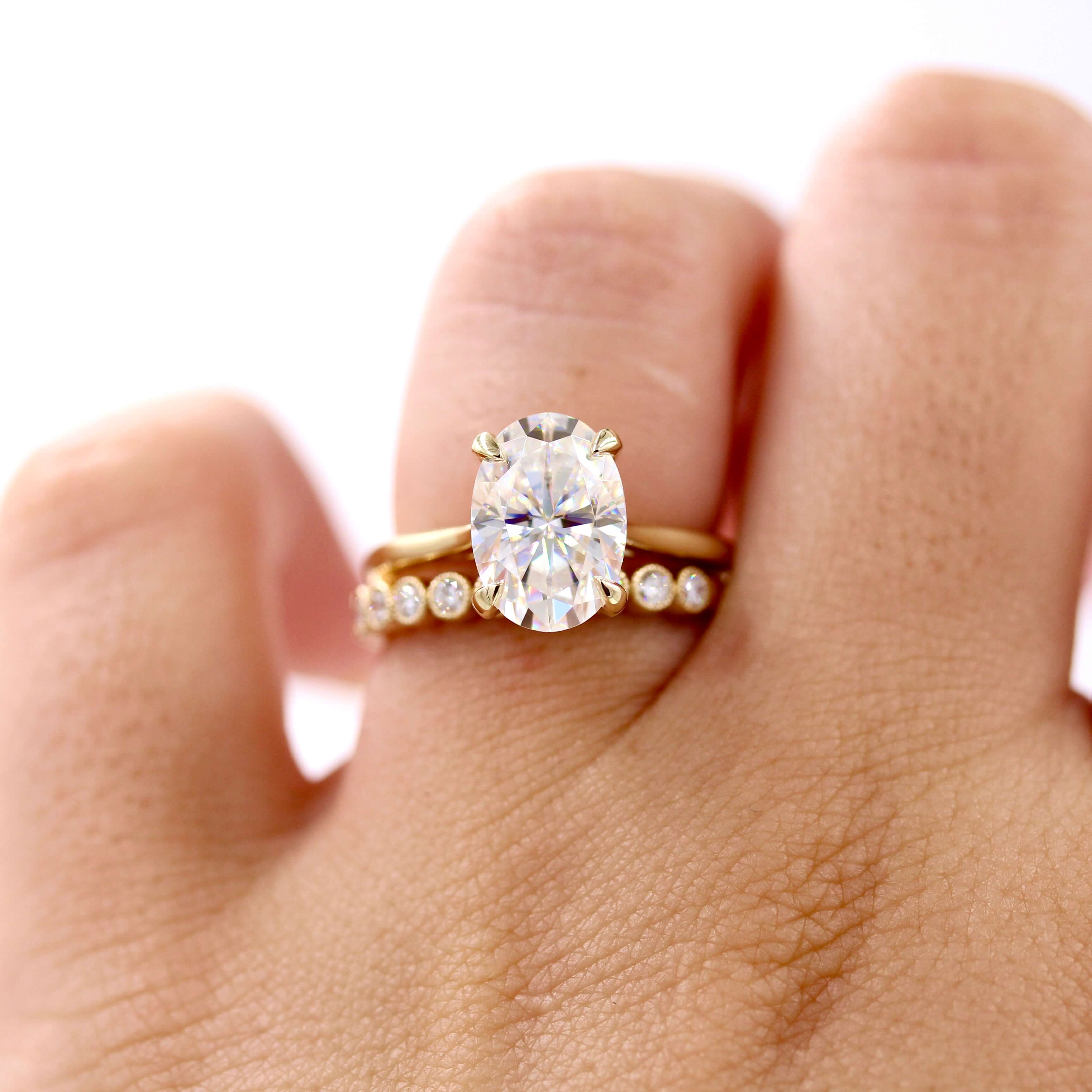 The Maya Ring (Oval) in Yellow Gold with 2.8ct Moissanite - Image 6