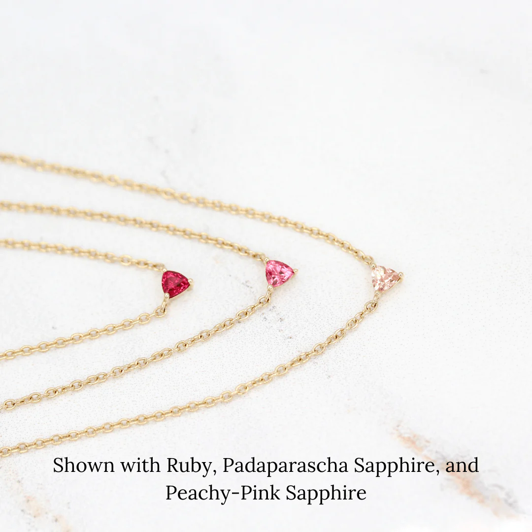 The July Tiny Trillion Birthstone Necklace with Ruby in Yellow Gold - Image 7