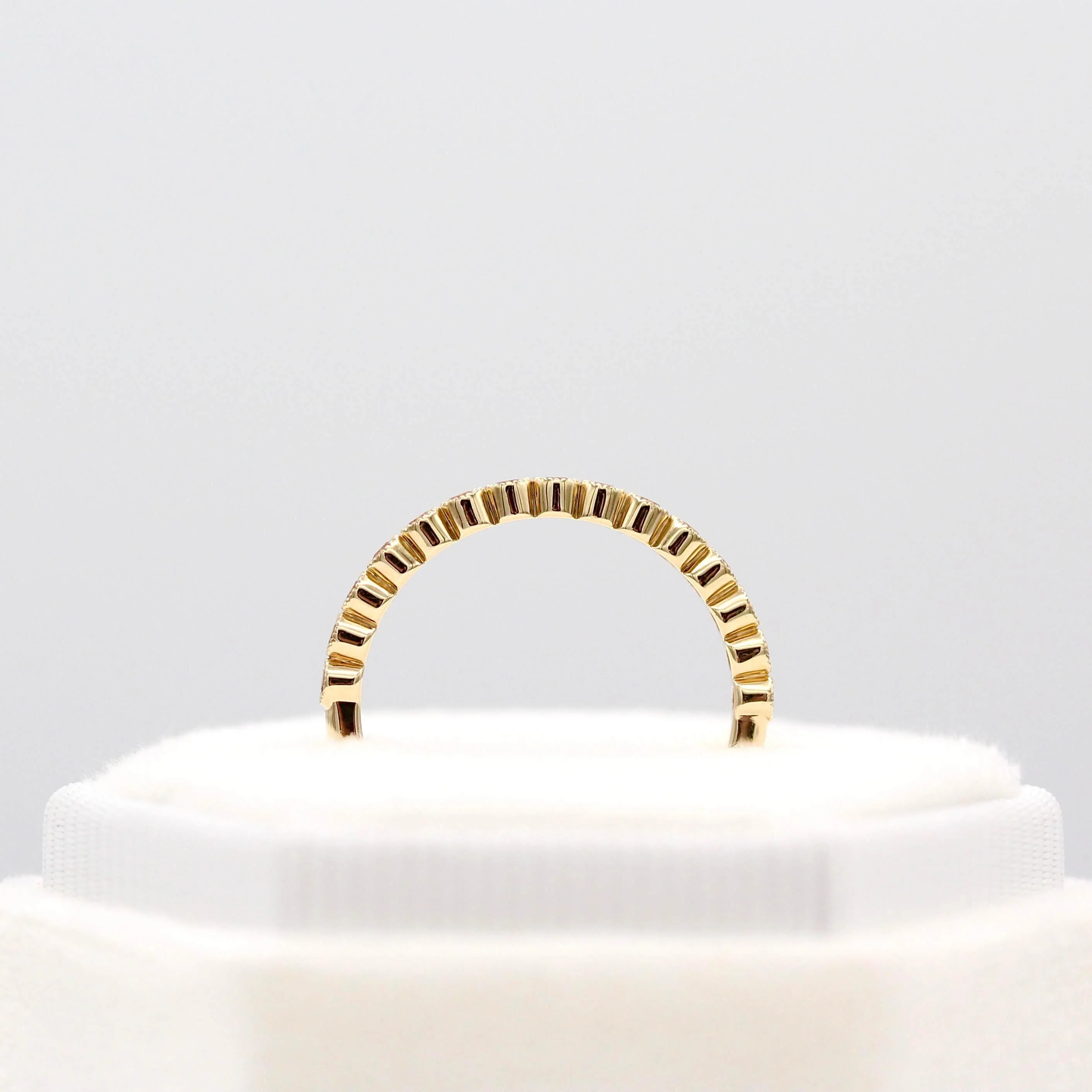 The October Florence Birthstone Ring with Peachy-Pink Sapphire in Yellow Gold - Image 4