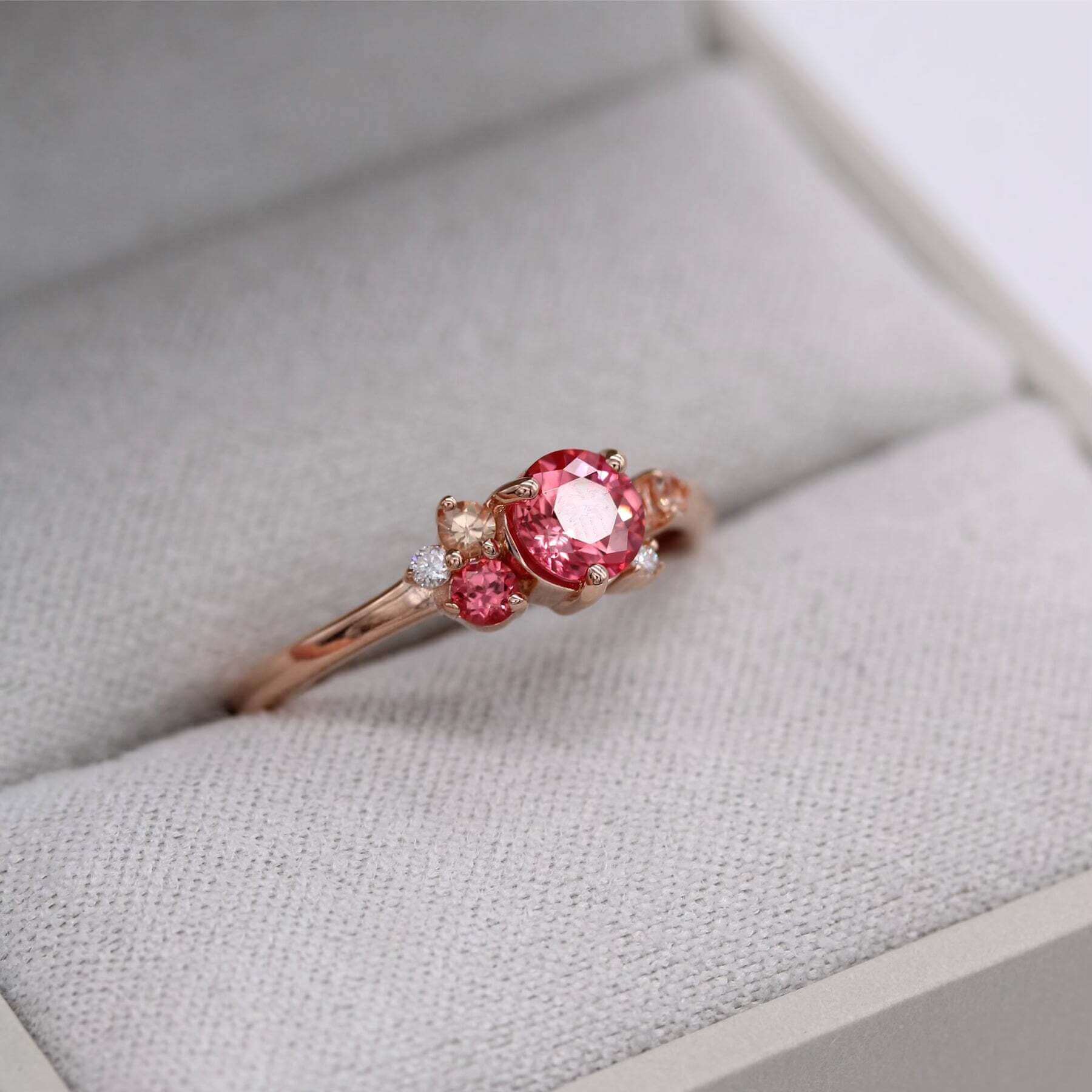 The Padparadscha Sapphire Cluster Ring in Rose Gold - Image 4