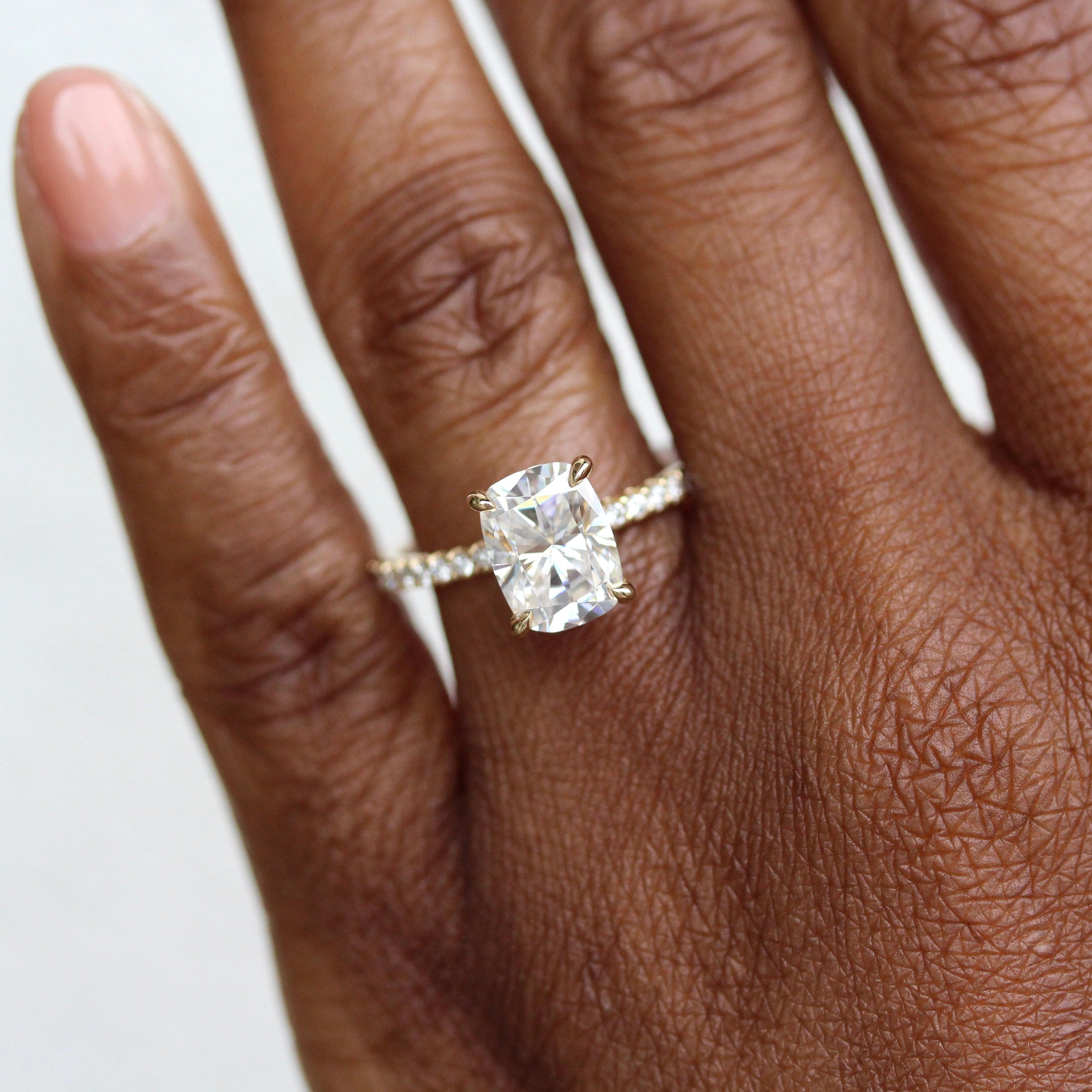 The Paris Hidden Halo Ring in Yellow Gold with 2.1ct Moissanite - Image 7
