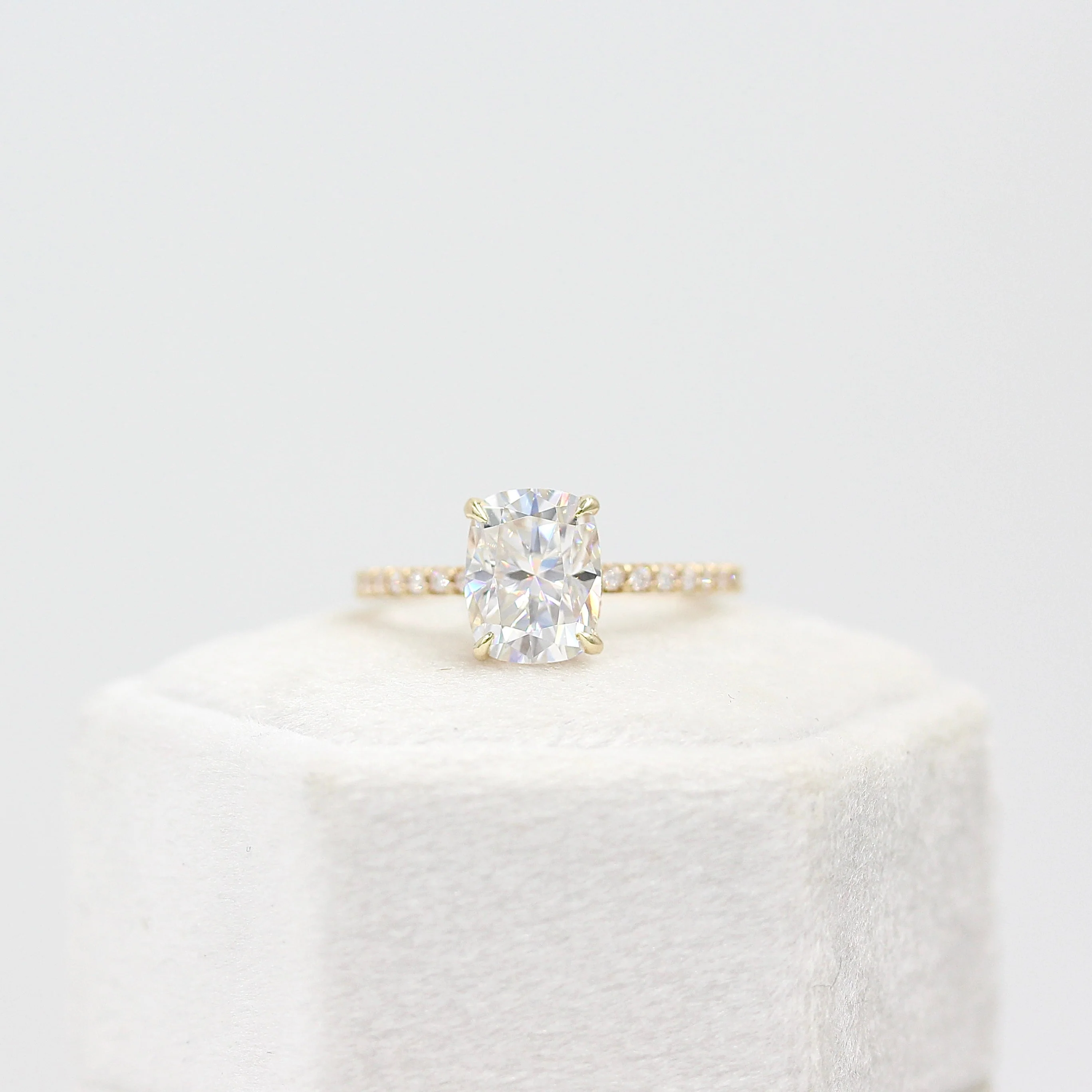 The Paris Hidden Halo Ring in Yellow Gold with 2.1ct Moissanite - Image 10