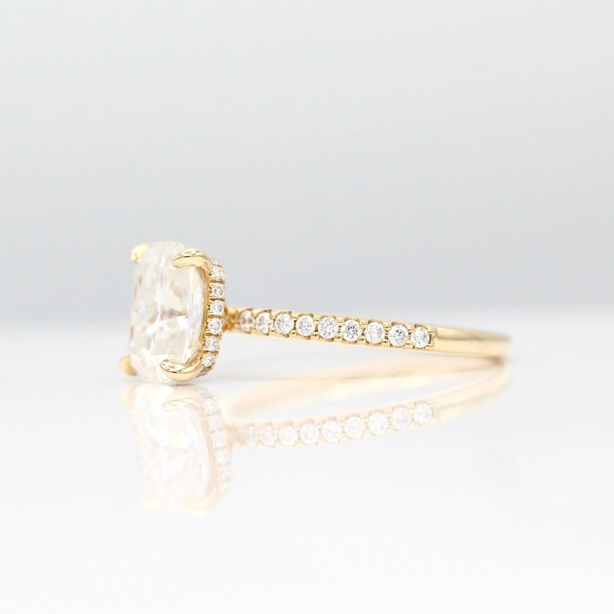 The Paris Hidden Halo Ring in Yellow Gold with 2.1ct Moissanite - Image 3
