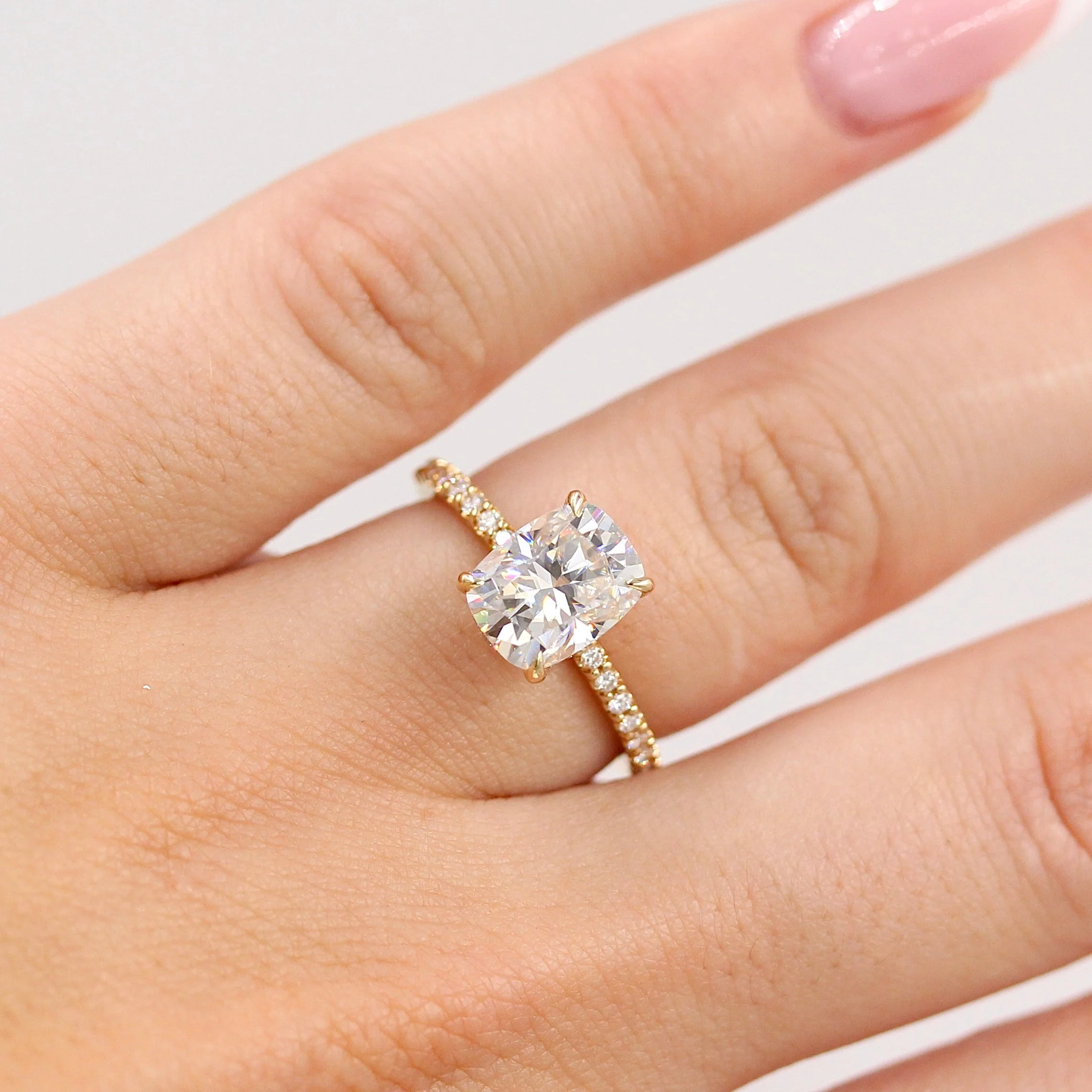 The Paris Hidden Halo Ring in Yellow Gold with 2.1ct Moissanite - Image 6
