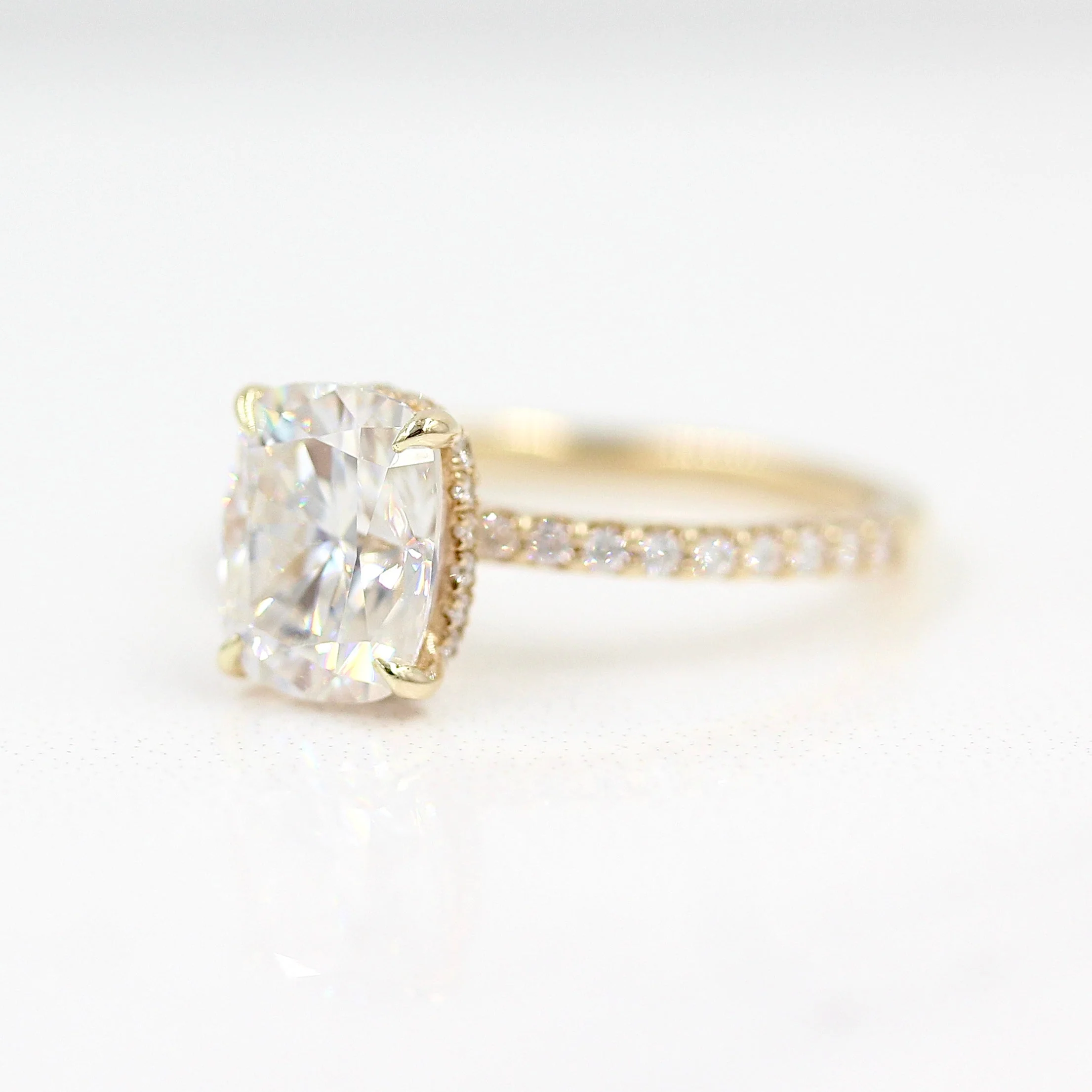 The Paris Hidden Halo Ring in Yellow Gold with 2.1ct Moissanite - Image 8