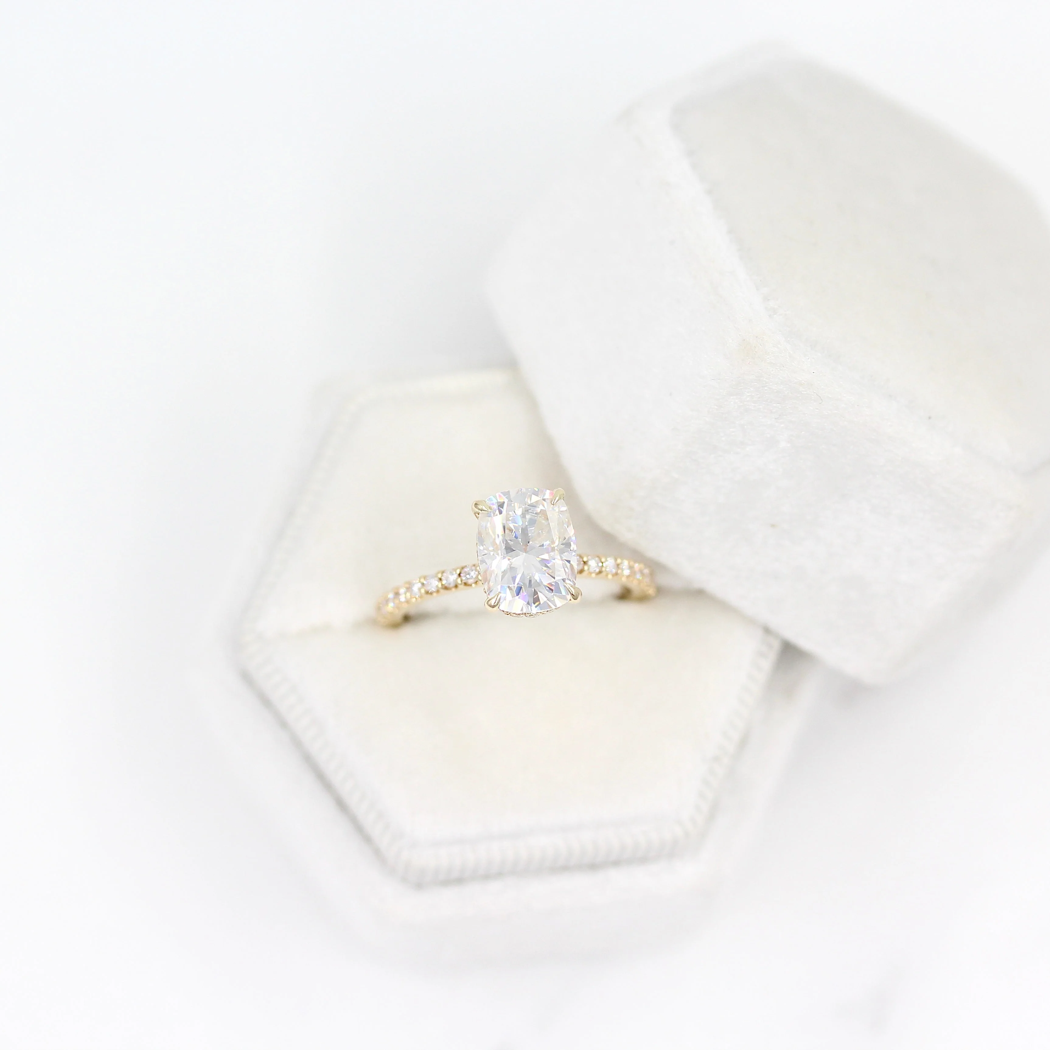 The Paris Hidden Halo Ring in Yellow Gold with 2.1ct Moissanite - Image 9