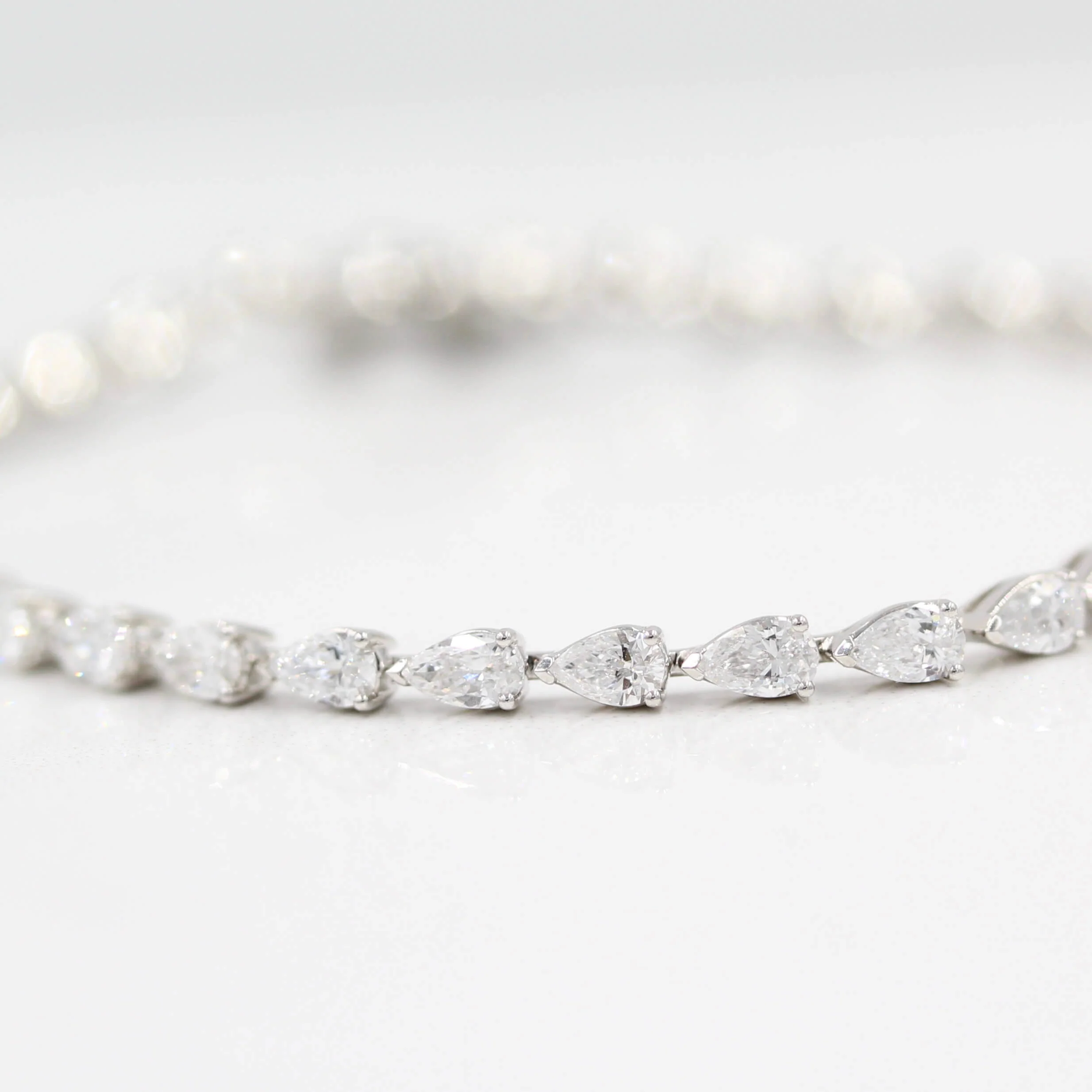 The Pear Lab-Grown Diamond Tennis Bracelet 4.33ct in White Gold - Image 3