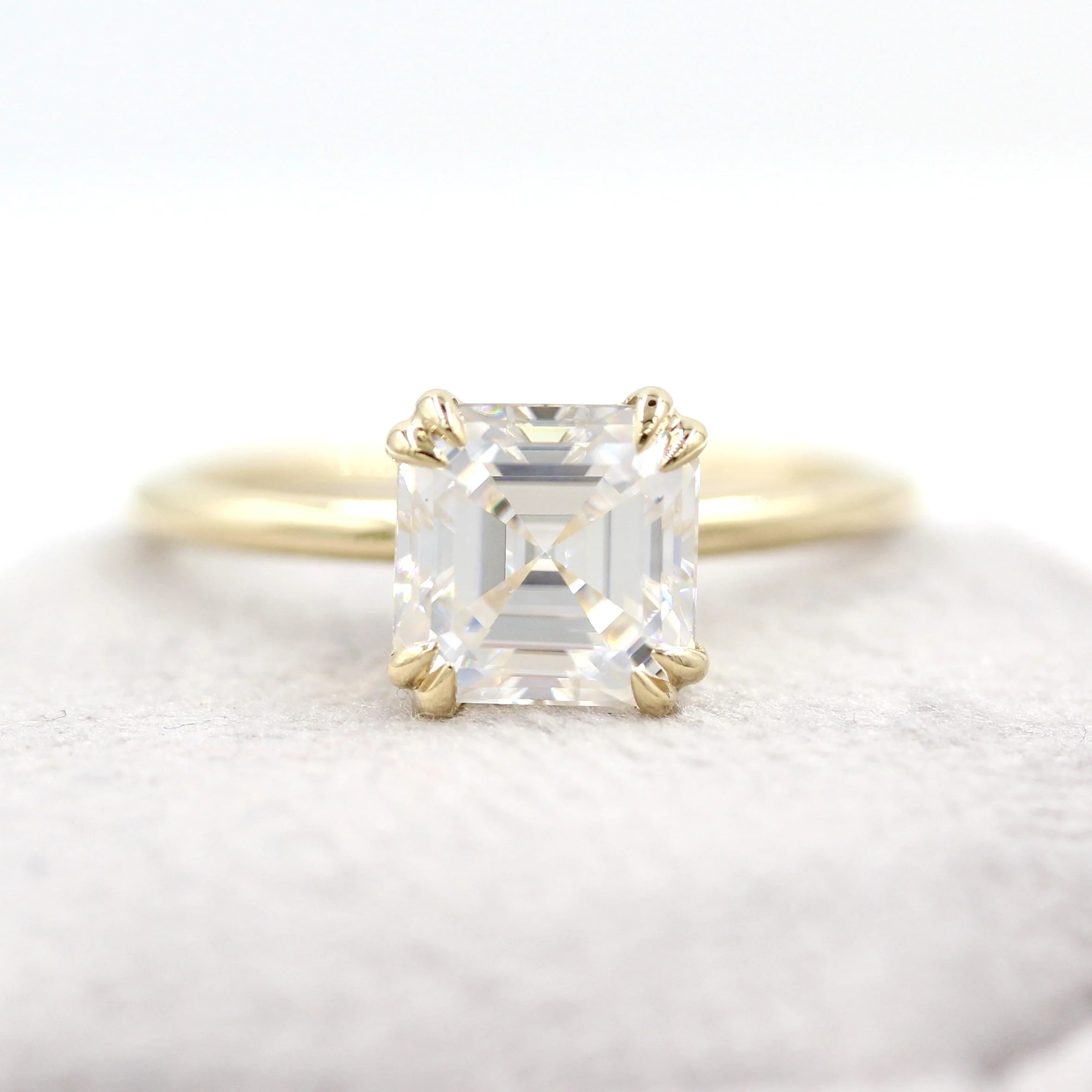 The Serena Ring (Asscher) in Yellow Gold with 2ct Moissanite - Image 6
