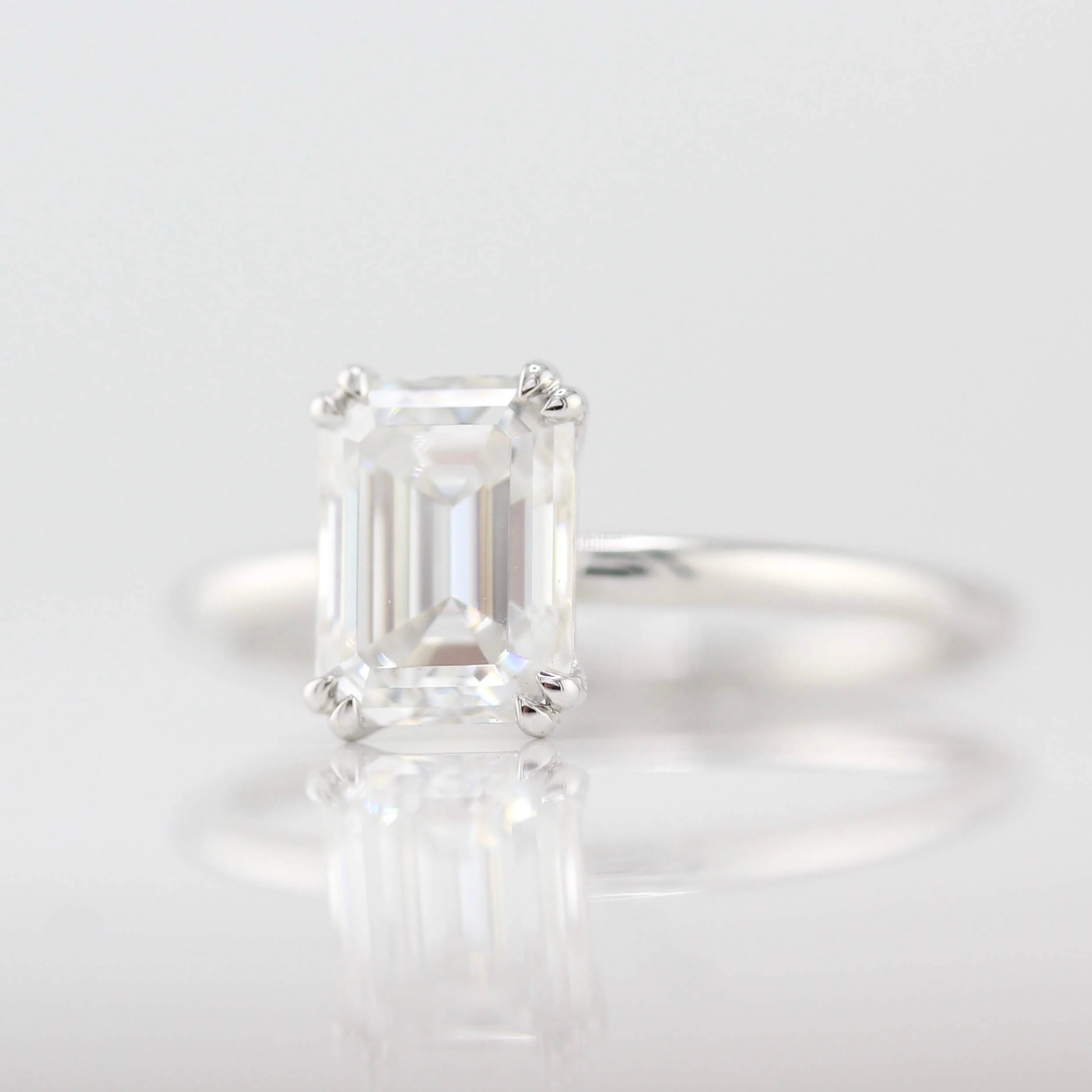 The Serena Ring (Emerald) in White Gold with 1.75ct Moissanite