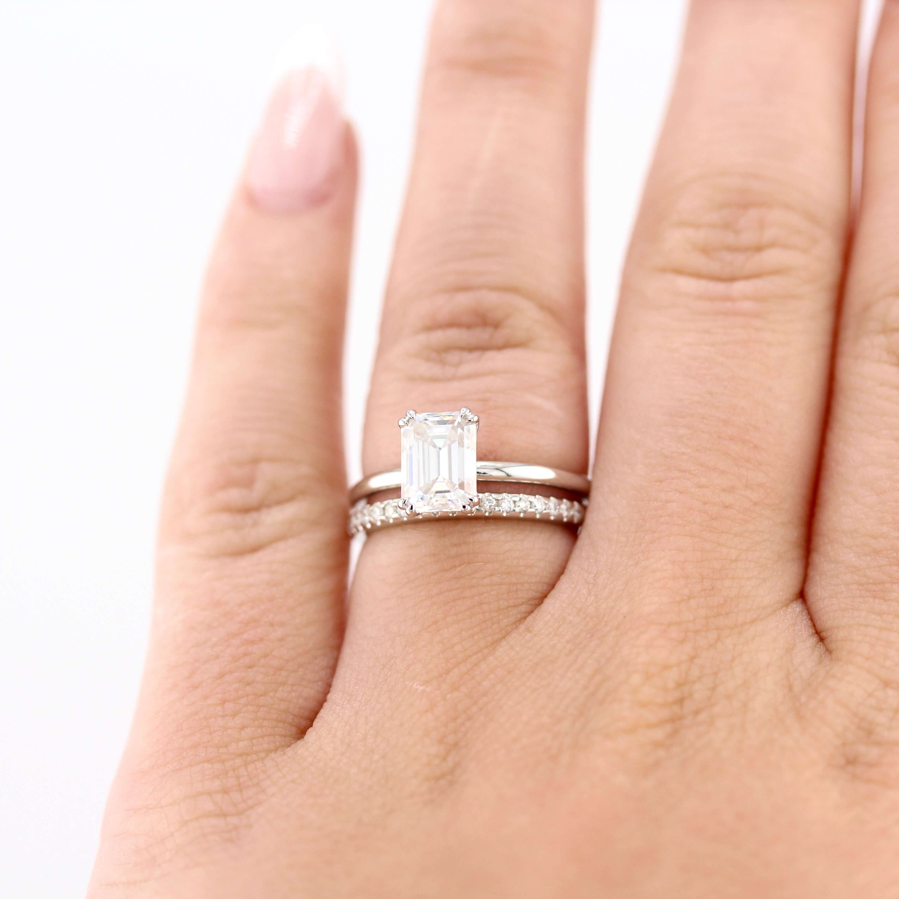 The Serena Ring (Emerald) in White Gold with 1.75ct Moissanite - Image 5