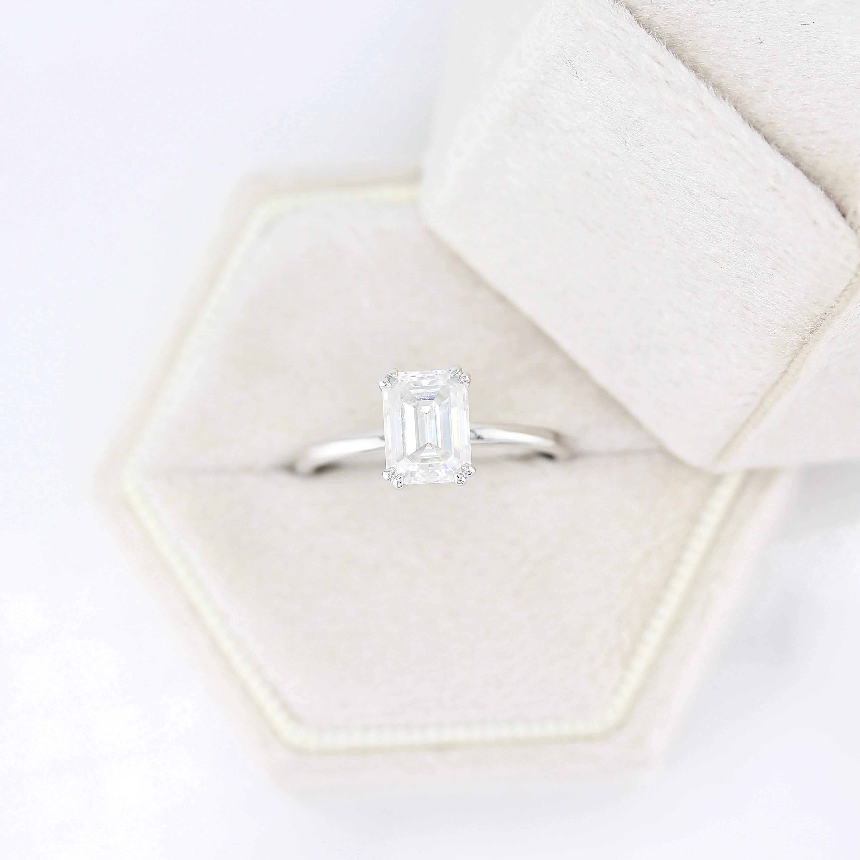 The Serena Ring (Emerald) in White Gold with 1.75ct Moissanite - Image 6