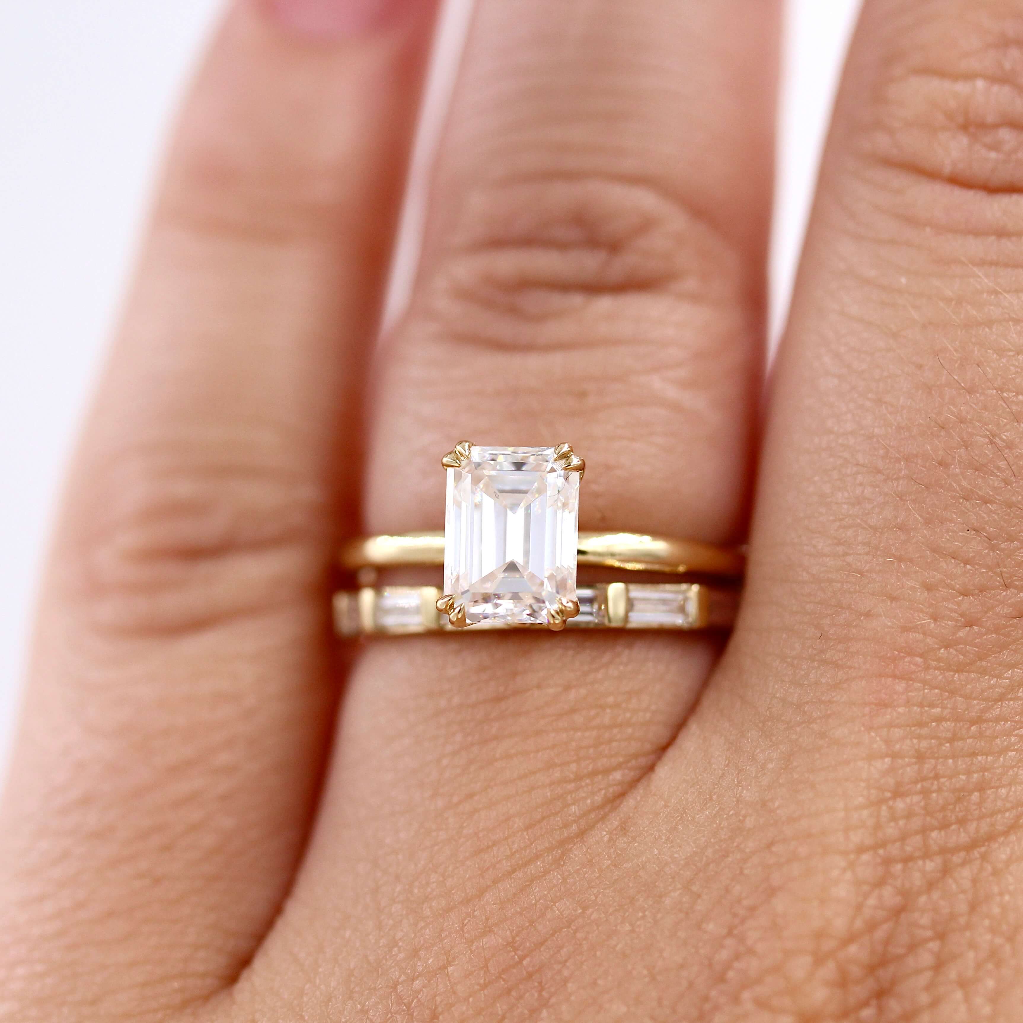 The Serena Ring (Emerald) in Yellow Gold with 1.75ct Moissanite - Image 5