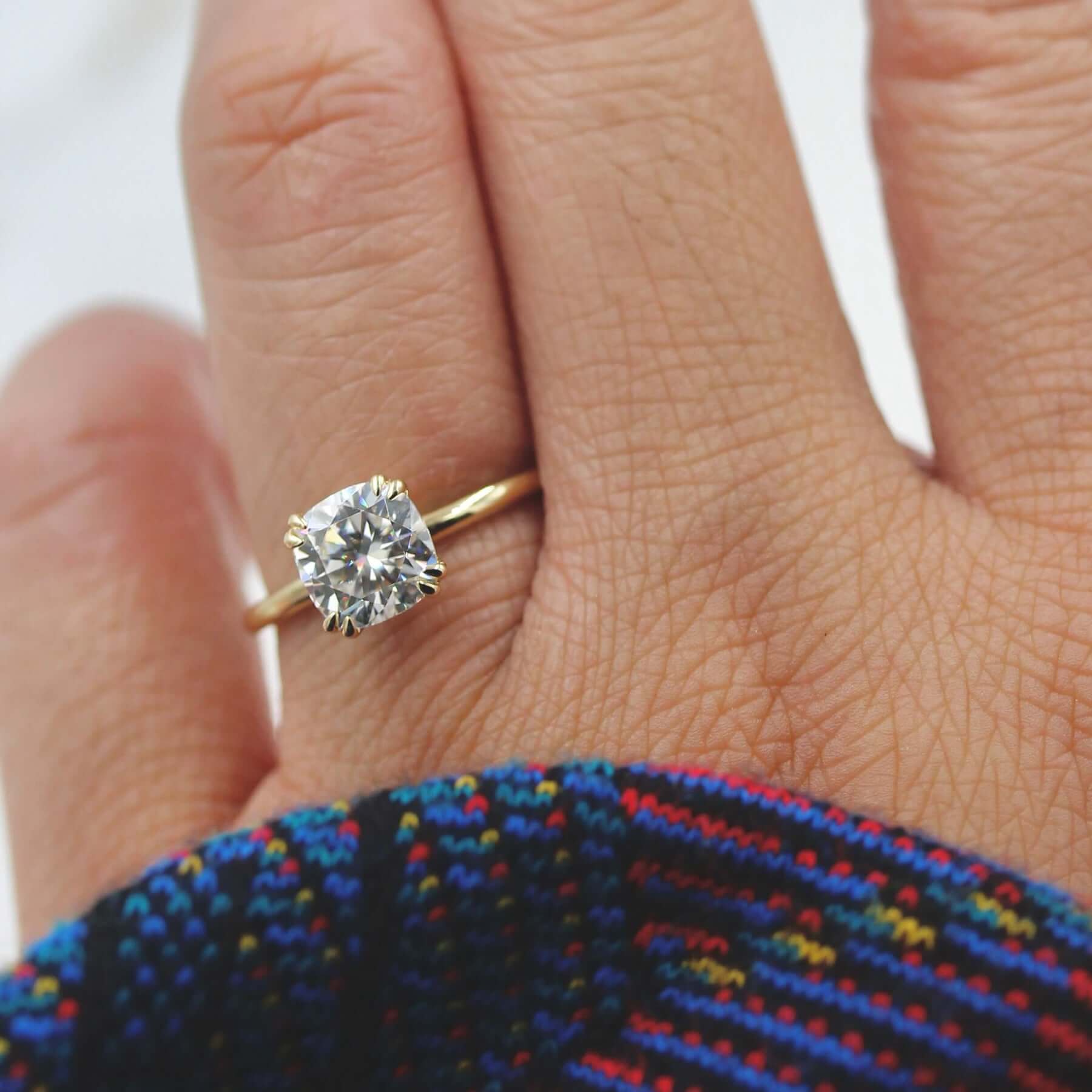 The Serena Ring (Square Cushion) in Yellow Gold with 1.75ct Moissanite - Image 7