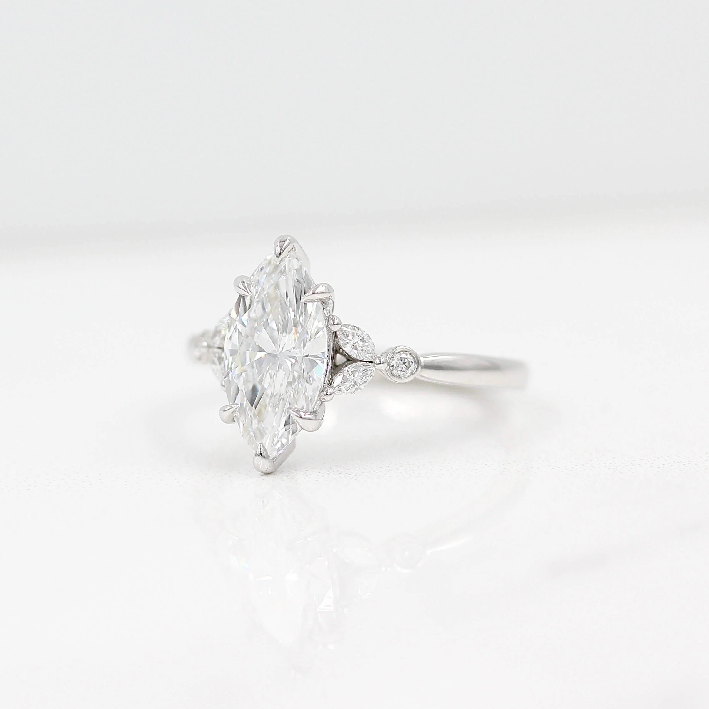 The Sophia Ring (Marquise) in White Gold with 1.7ct Lab-Grown Diamond - Image 4