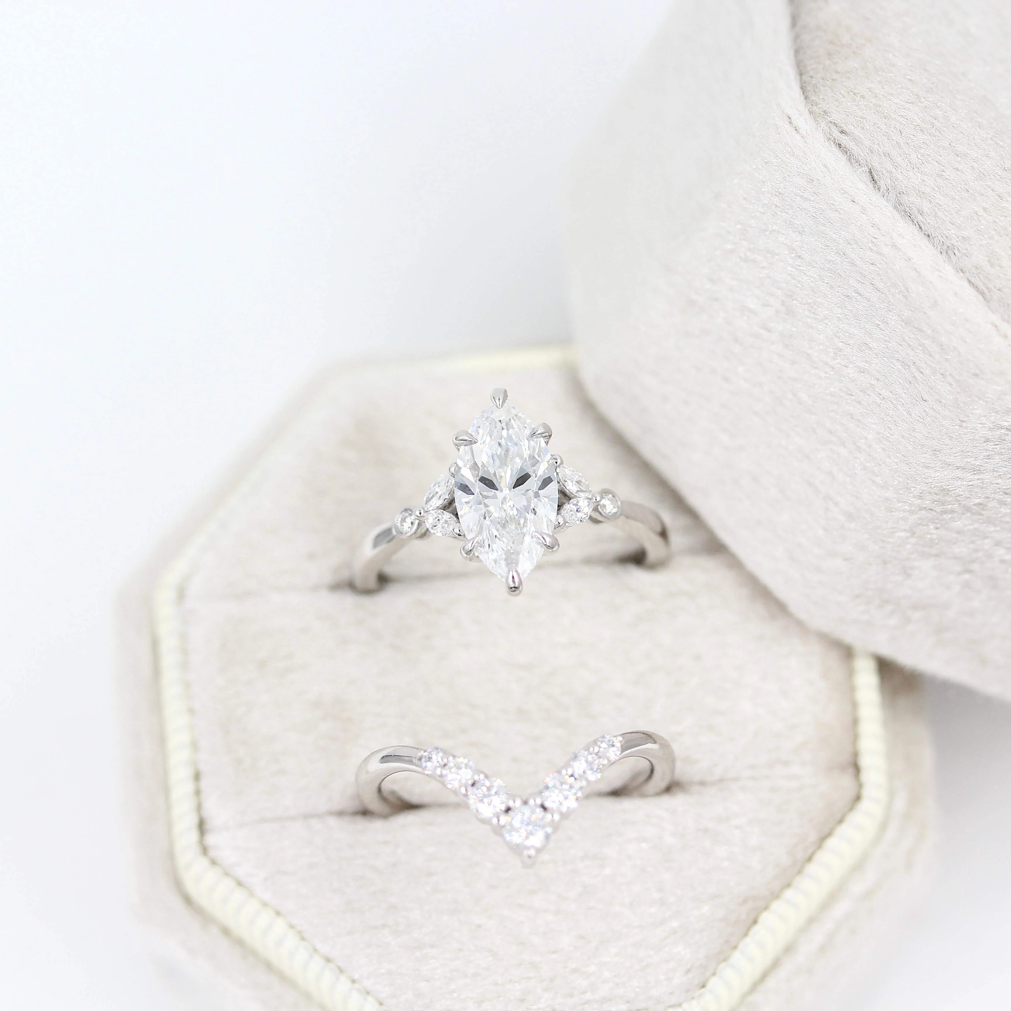 The Sophia Ring (Marquise) in White Gold with 1.7ct Lab-Grown Diamond - Image 8