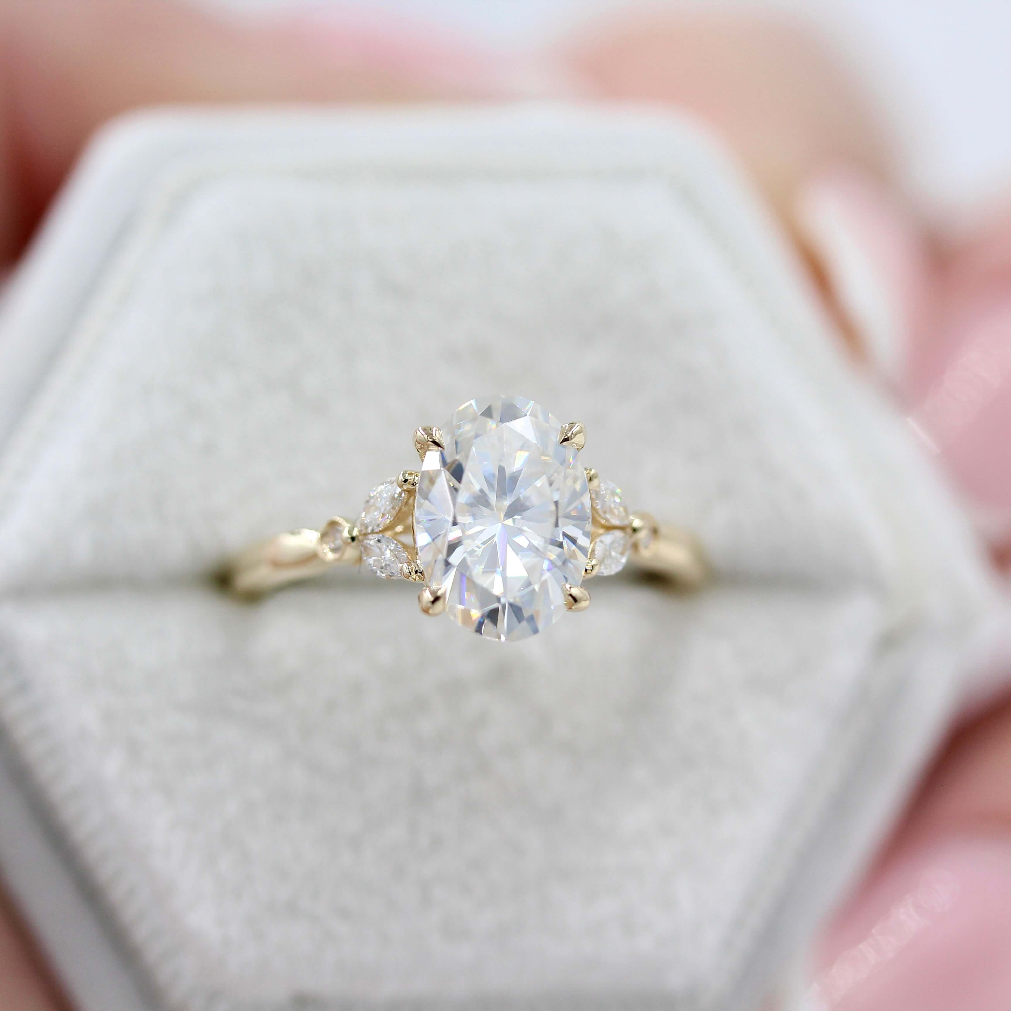 The Sophia Ring (Oval) in Yellow Gold with 2ct Moissanite - Image 11