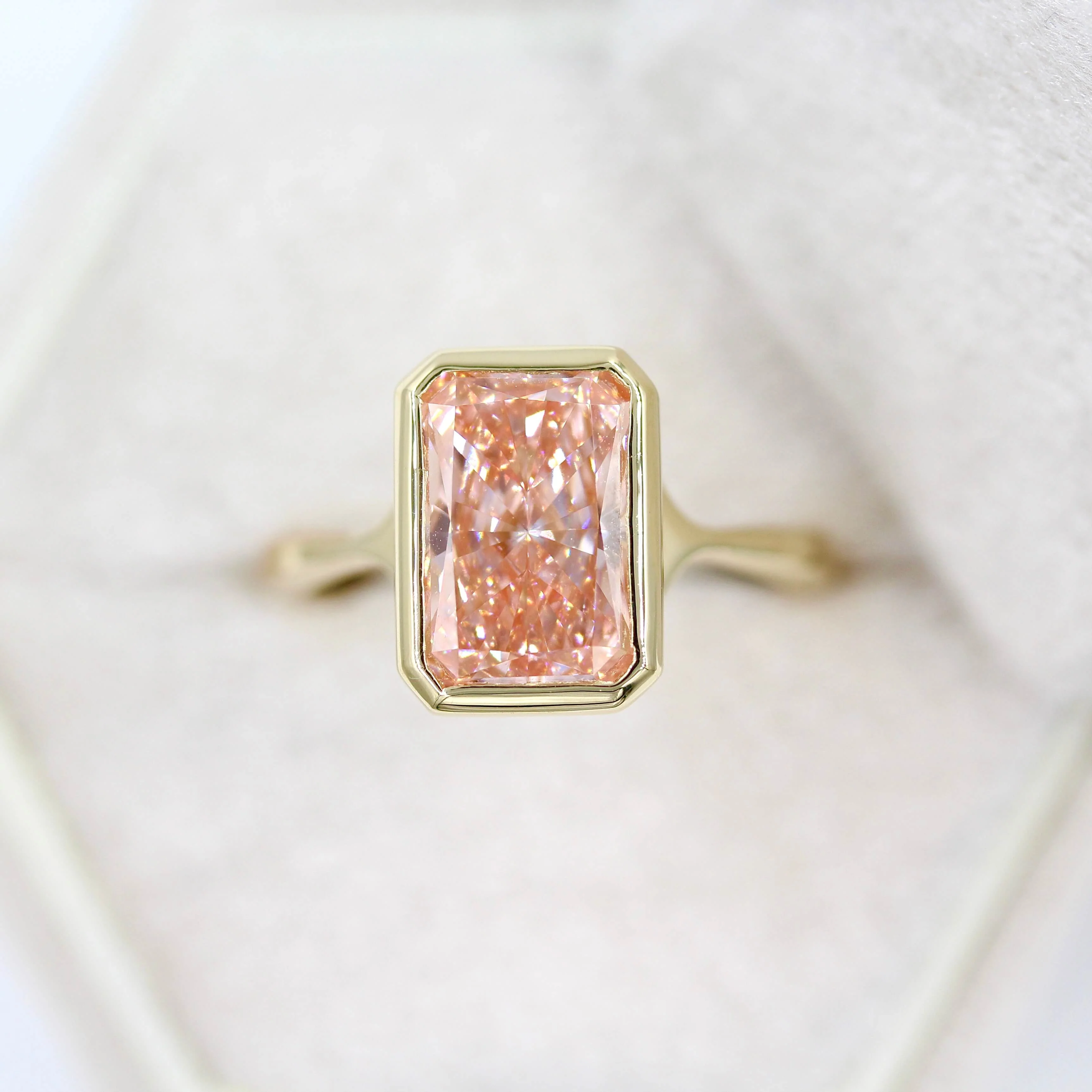 The Stevie Ring (Radiant) in Yellow Gold with 3.5ct Pink Lab-Grown Diamond - Image 13