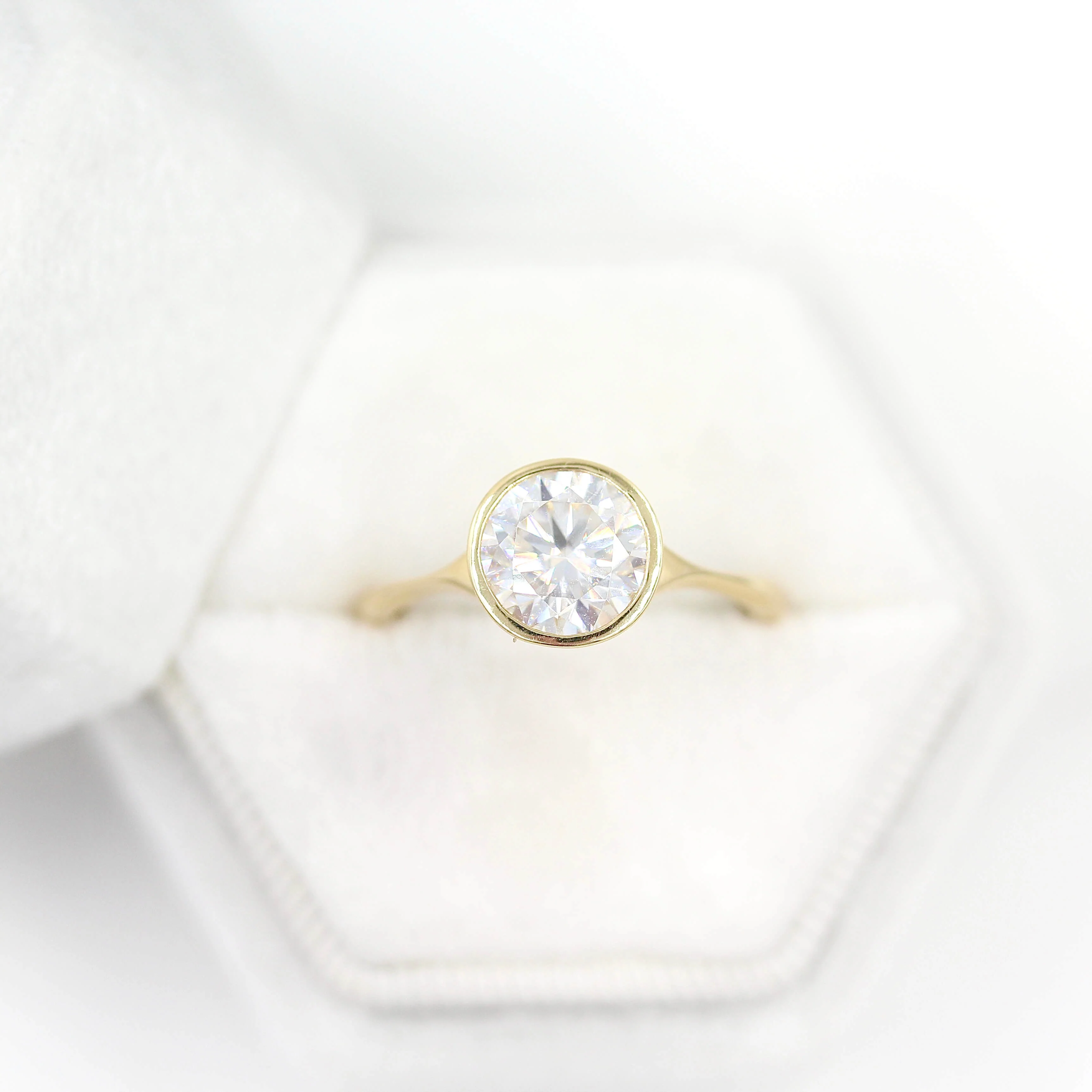 The Stevie Ring (Round) in Yellow Gold with 2ct Moissanite - Image 6