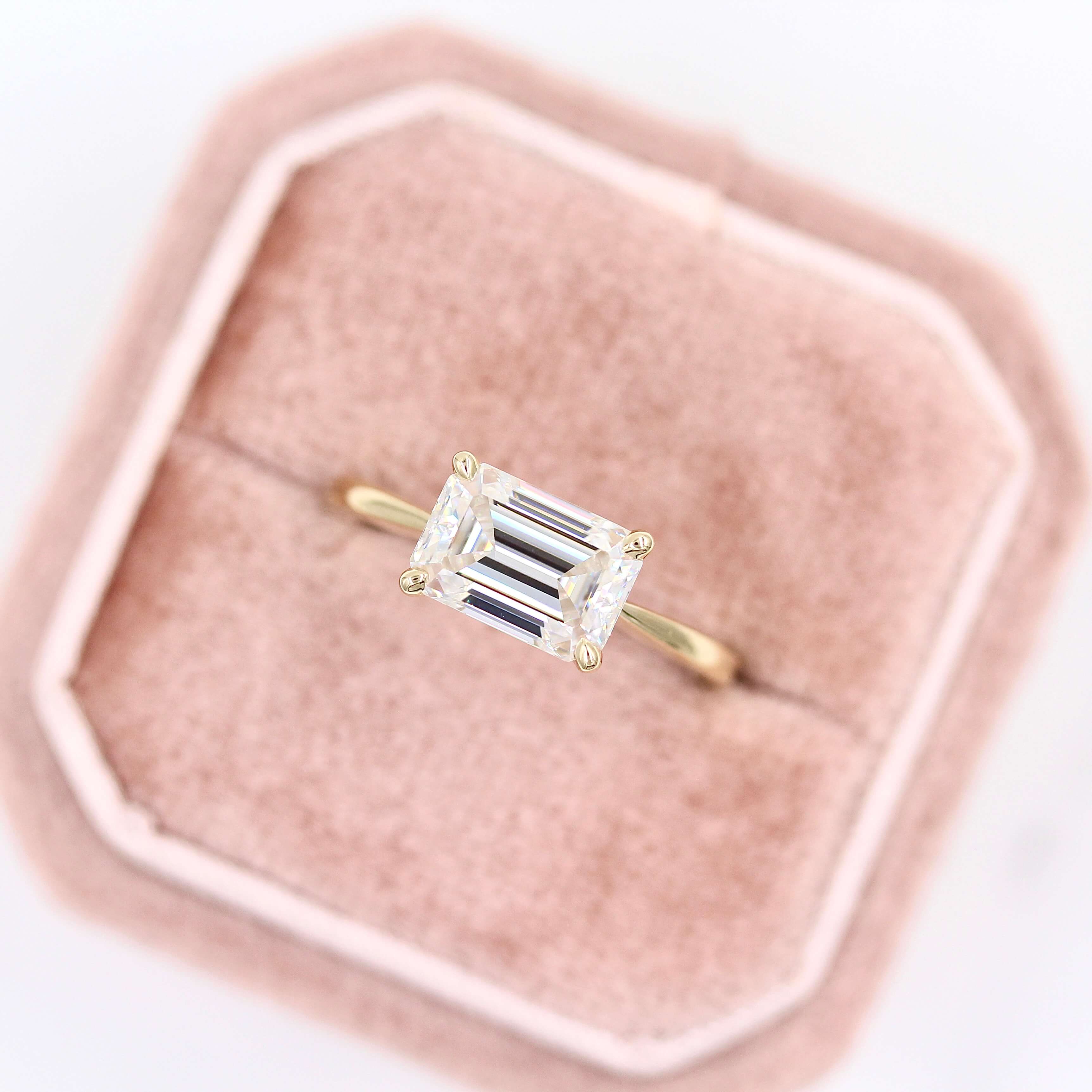 The Twyla Ring (Emerald) in Yellow Gold with 2.5ct Moissanite - Image 5