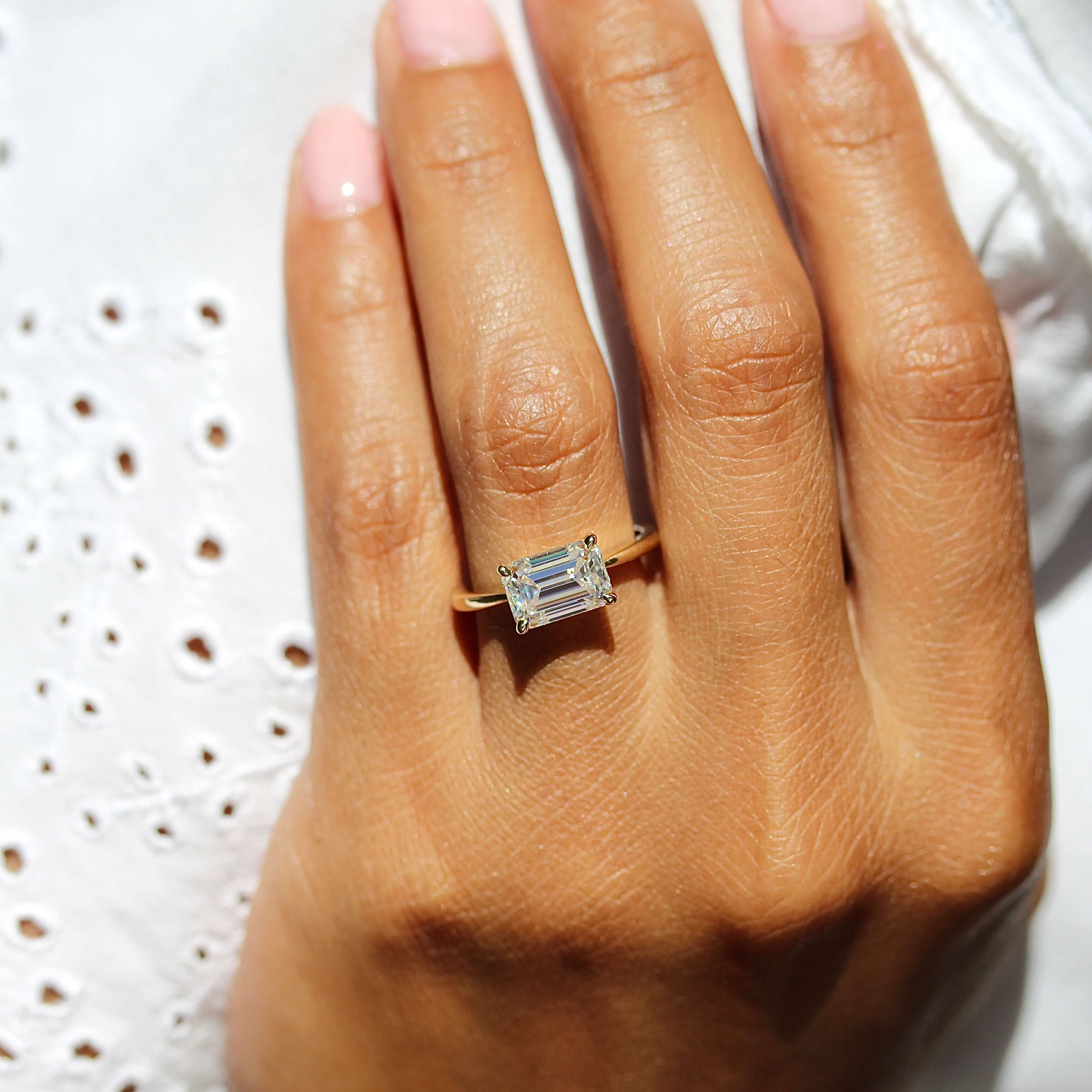 The Twyla Ring (Emerald) in Yellow Gold with 2.5ct Moissanite - Image 6